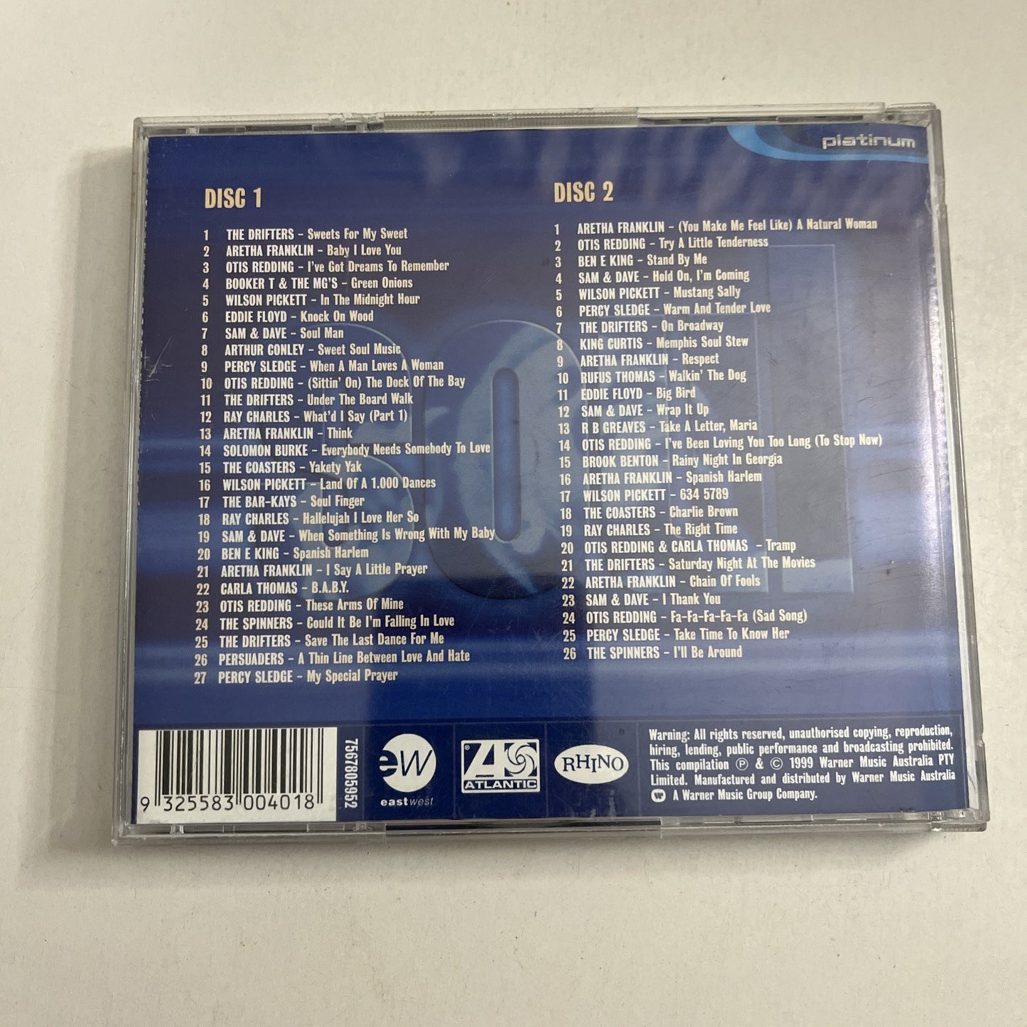 Various – Platinum Soul (CD, 1999) Australia 2-Disc Album 7567805952