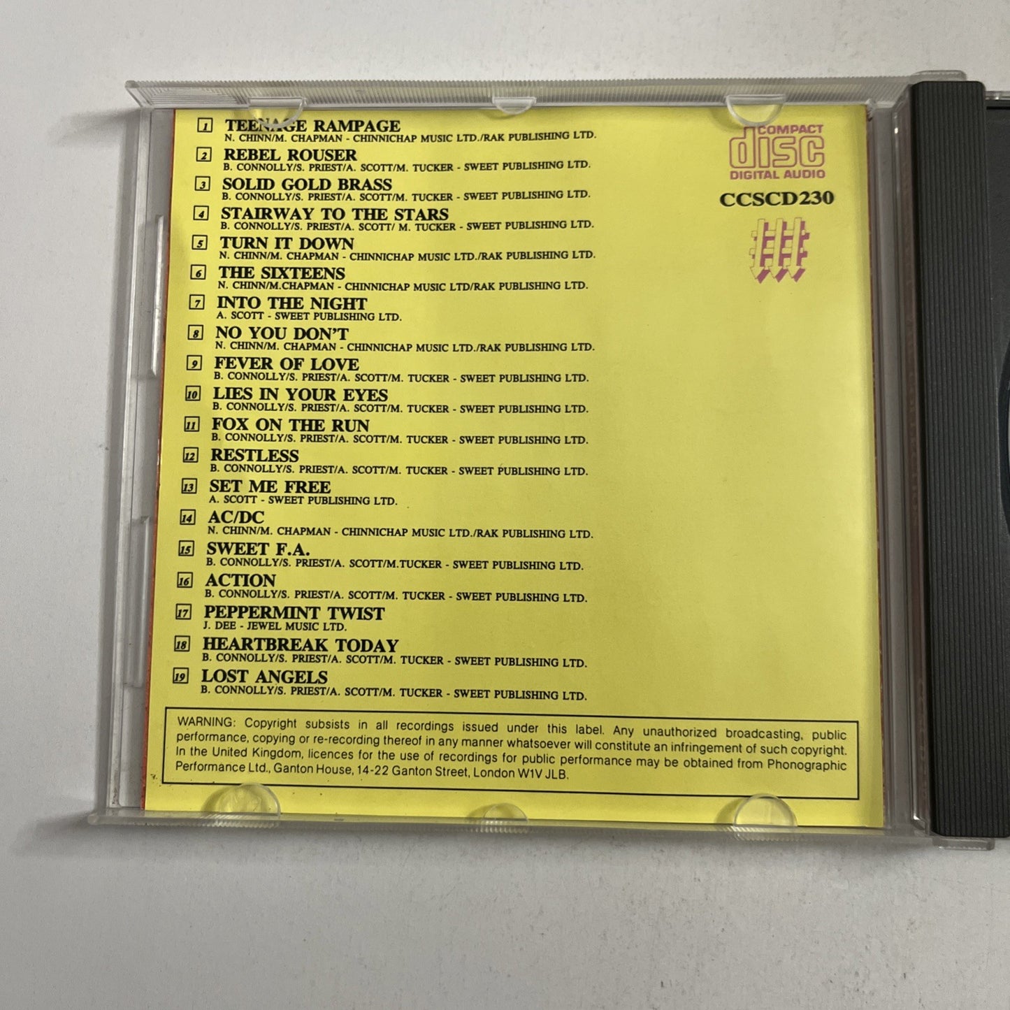 The Sweet – The Collection (CD, 1989) UK CCSCD 230