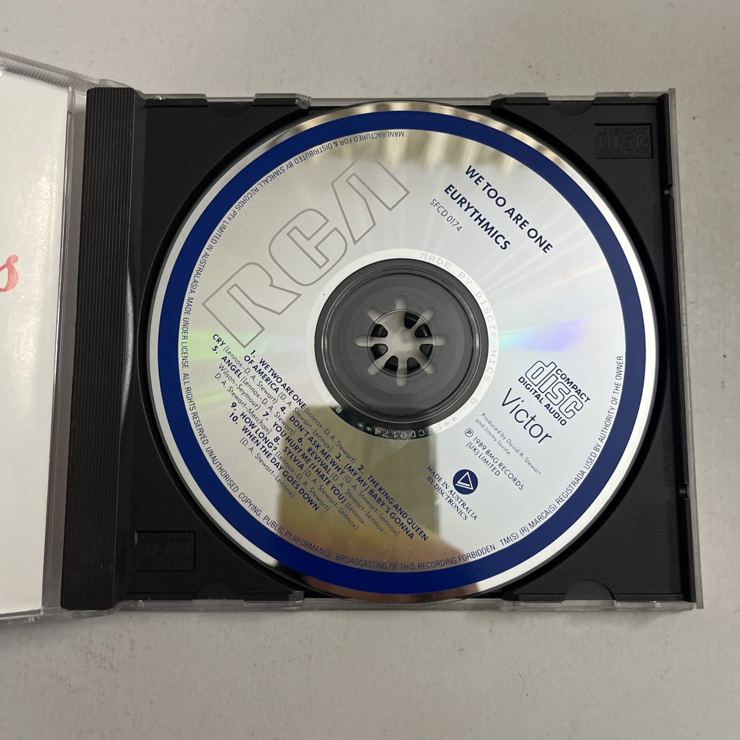 Eurythmics – We Too Are One (CD, 1989) Australia SFCD 0174