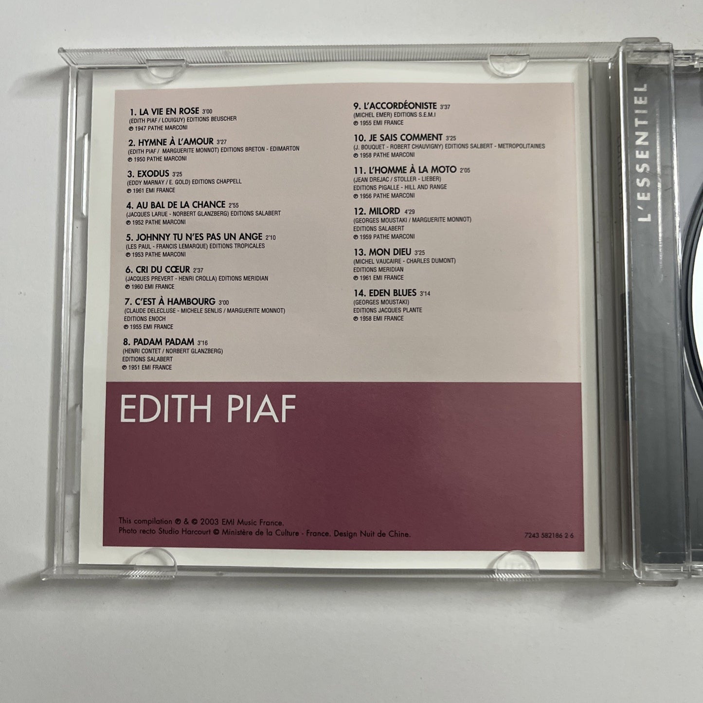 Edith Piaf – L'Essentiel (CD, 2000) Europe 7243 58218626