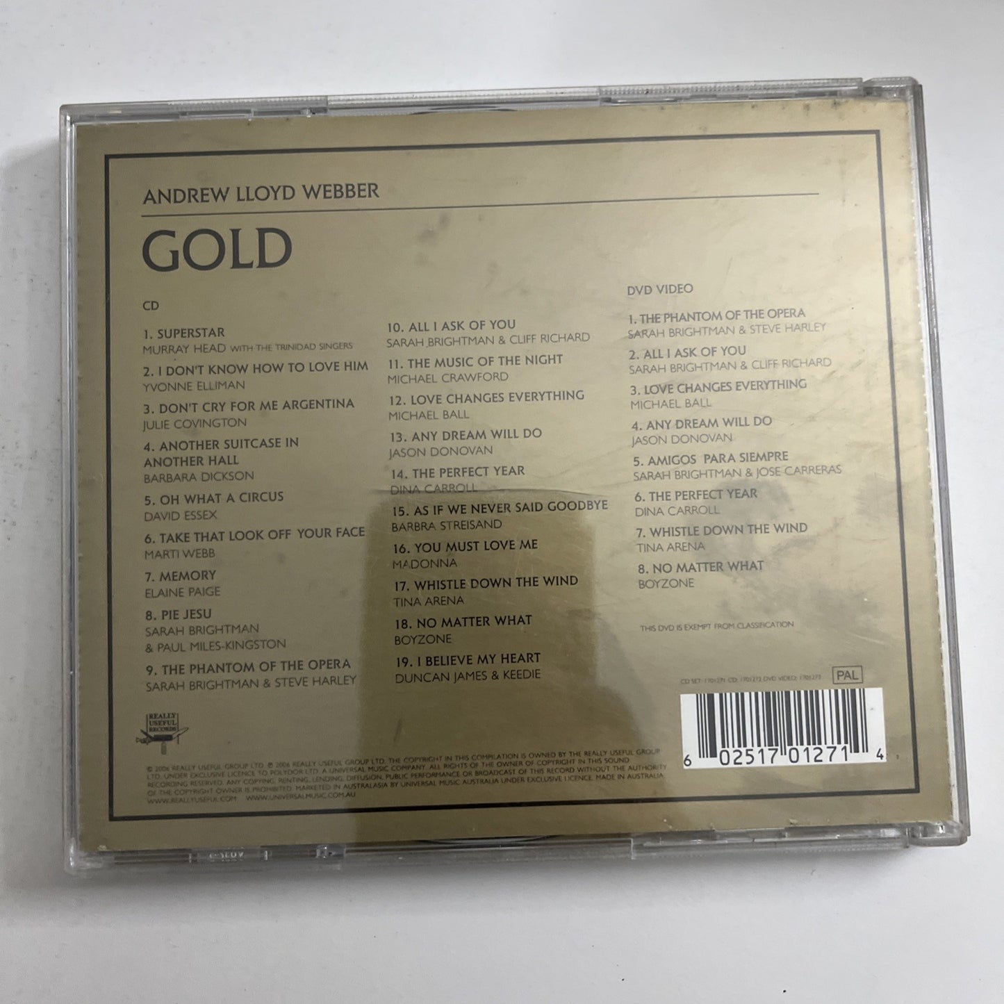 Andrew Lloyd Webber – Gold - The Definitive Hit Singles Collection (CD, 2006)