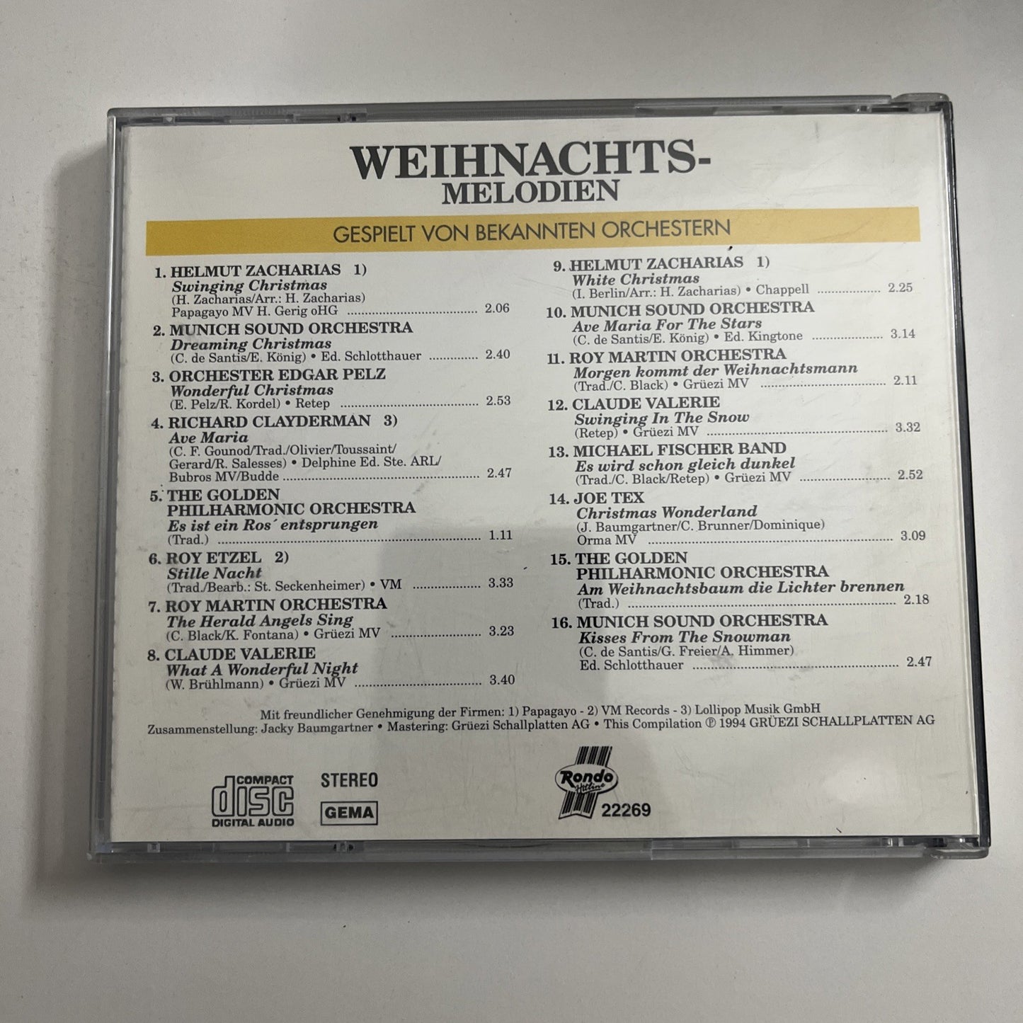 Weihnachts-Melodien - Gespielt Von Bekannten Orchestern (CD, 1994)
