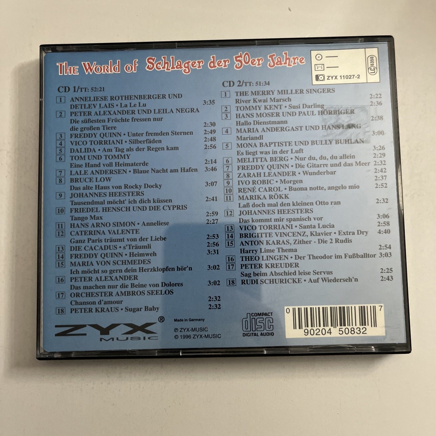 Various – The World Of Schlager Der 50er Jahre (CD, 1996) Germany ZYX 11027-2