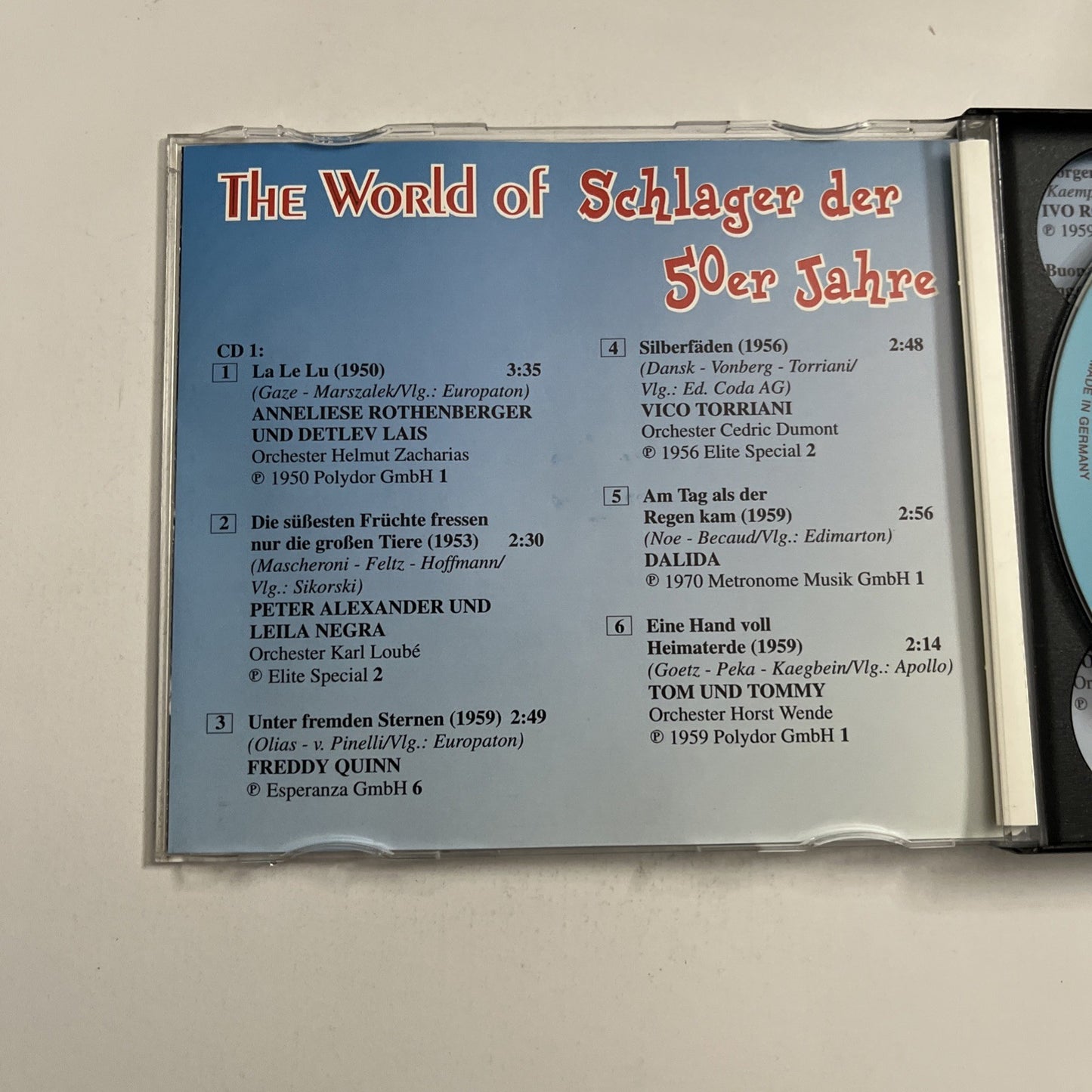 Various – The World Of Schlager Der 50er Jahre (CD, 1996) Germany ZYX 11027-2