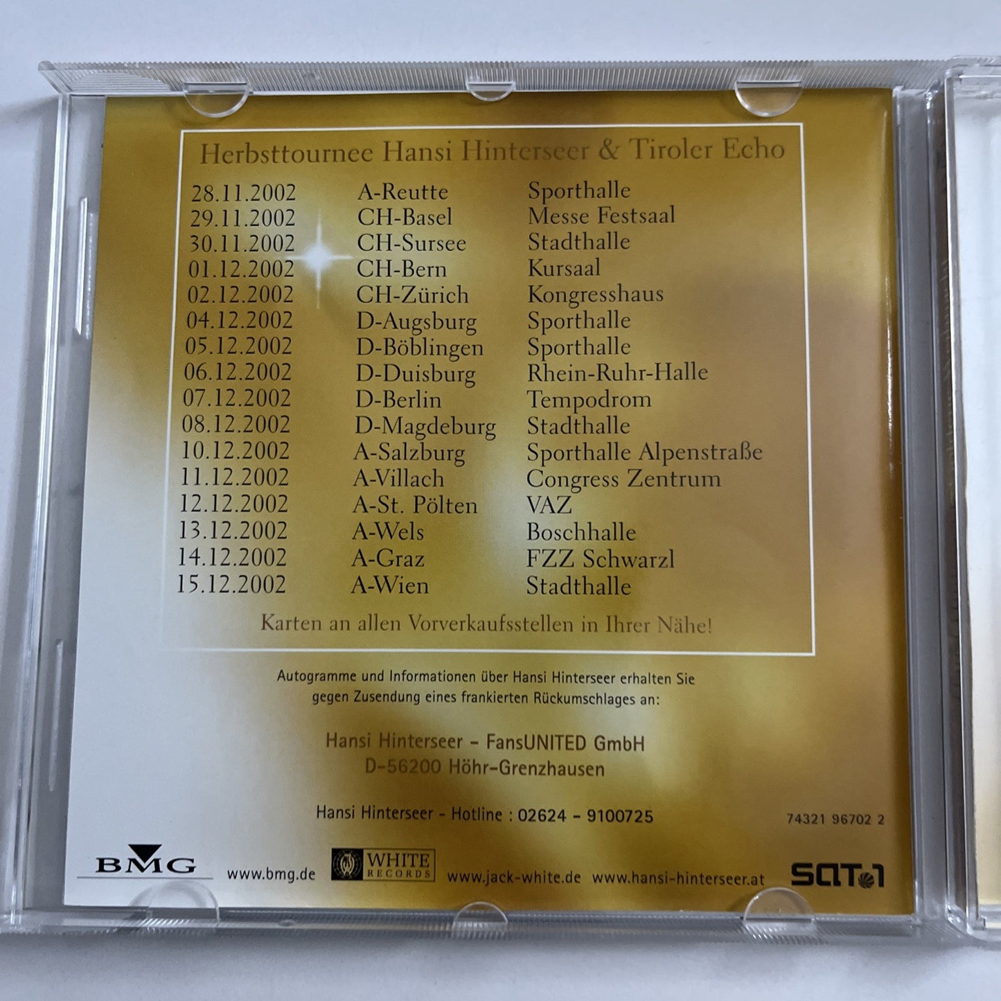 Hansi Hinterseer – Goldene Weihnacht (CD, 2002) Germany 74321 96702 2