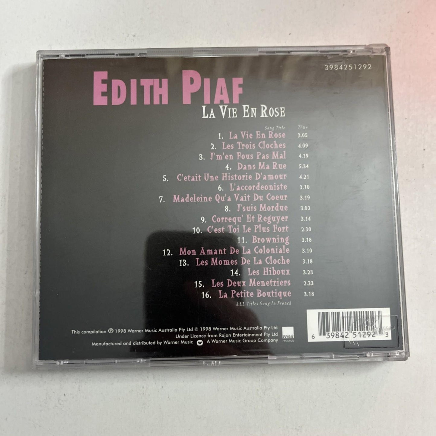 Edith Piaf – La Vie En Rose (CD, 1998) Warner Music