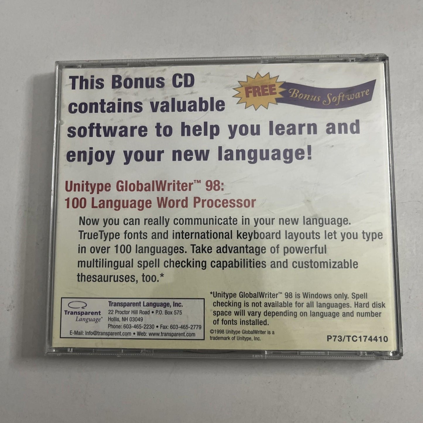 Unitype Global Writer 98 100 Language Word Processor PC Windows 95 98 Software