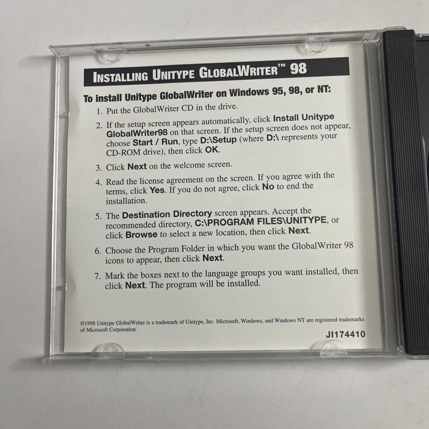 Unitype Global Writer 98 100 Language Word Processor PC Windows 95 98 Software