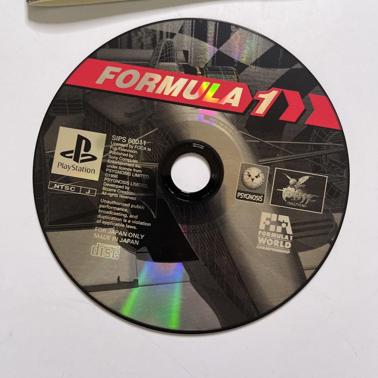 Formula 1 1996 PS1 Sony PlayStation NTSC-J JAPAN Game