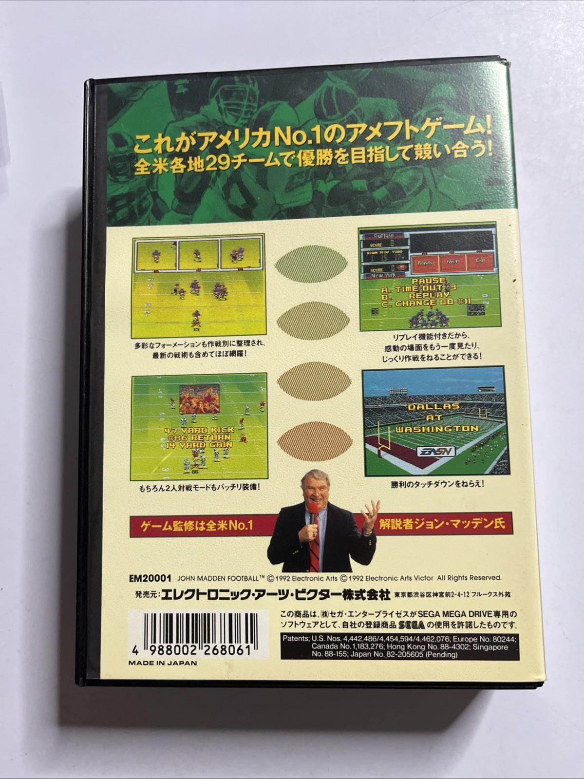John Madden Football 1992 SEGA Mega Drive MD NTSC-J JAPAN Game Complete