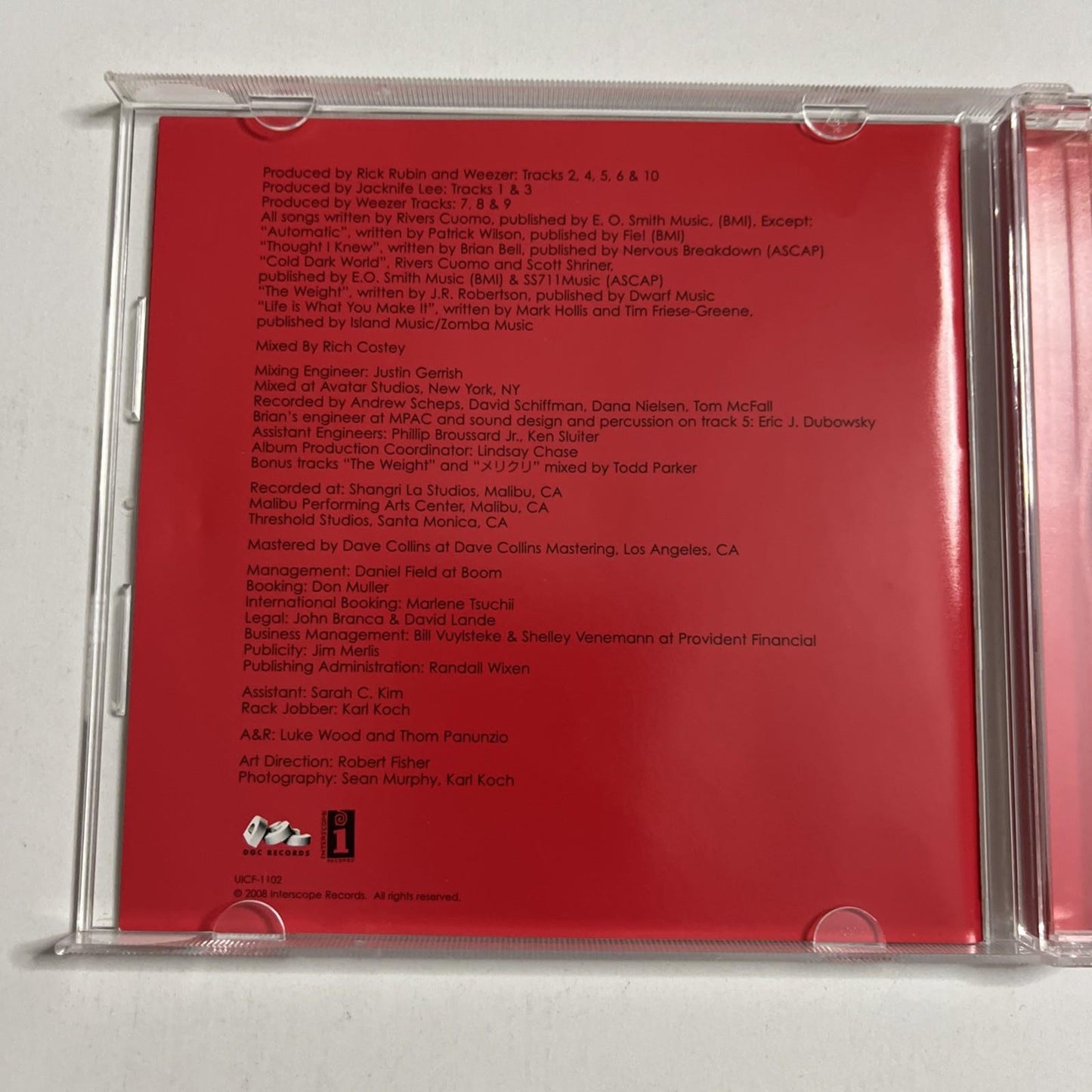 Weezer – Weezer Red Album (CD, 2008) Japan Obi First Edition UICF-1102