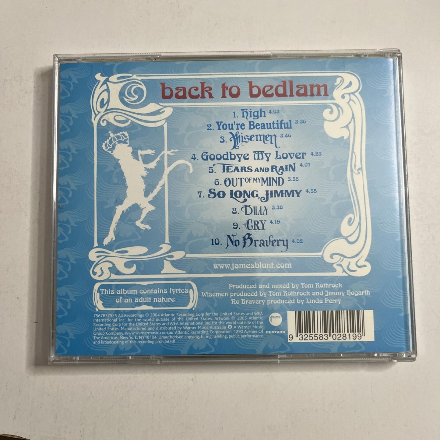 James Blunt – Back To Bedlam (CD, 2005) Australia 7567837525