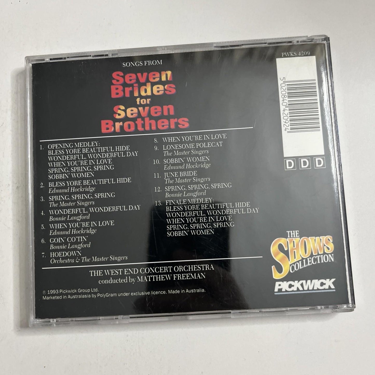 Seven Brides For Seven Brothers Soundtrack OST (CD, 1994) UK PWKS 4209