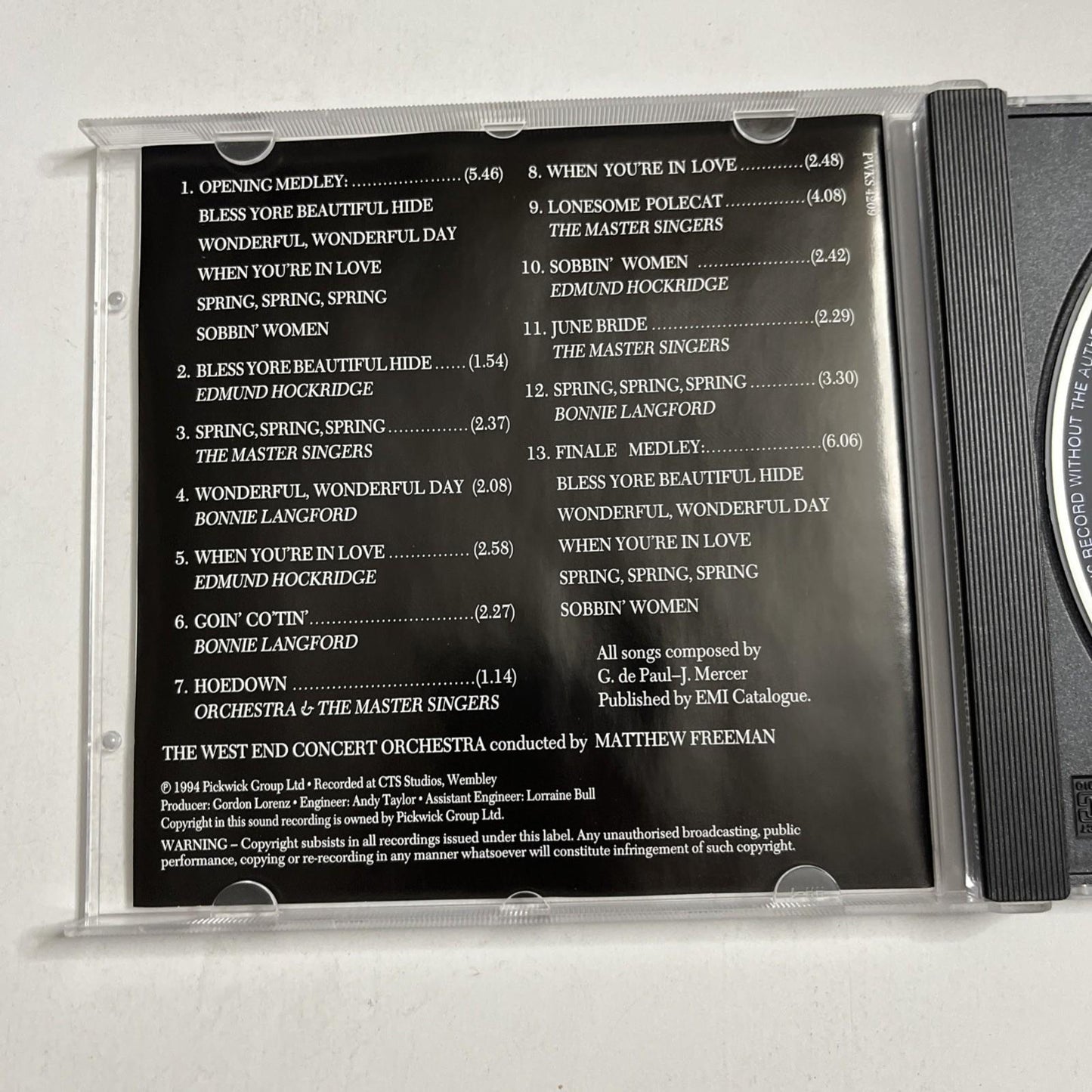 Seven Brides For Seven Brothers Soundtrack OST (CD, 1994) UK PWKS 4209