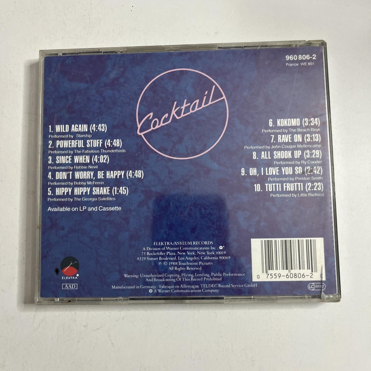 Cocktail - Original Motion Picture Soundtrack (CD, 1988) 7559-60806-2
