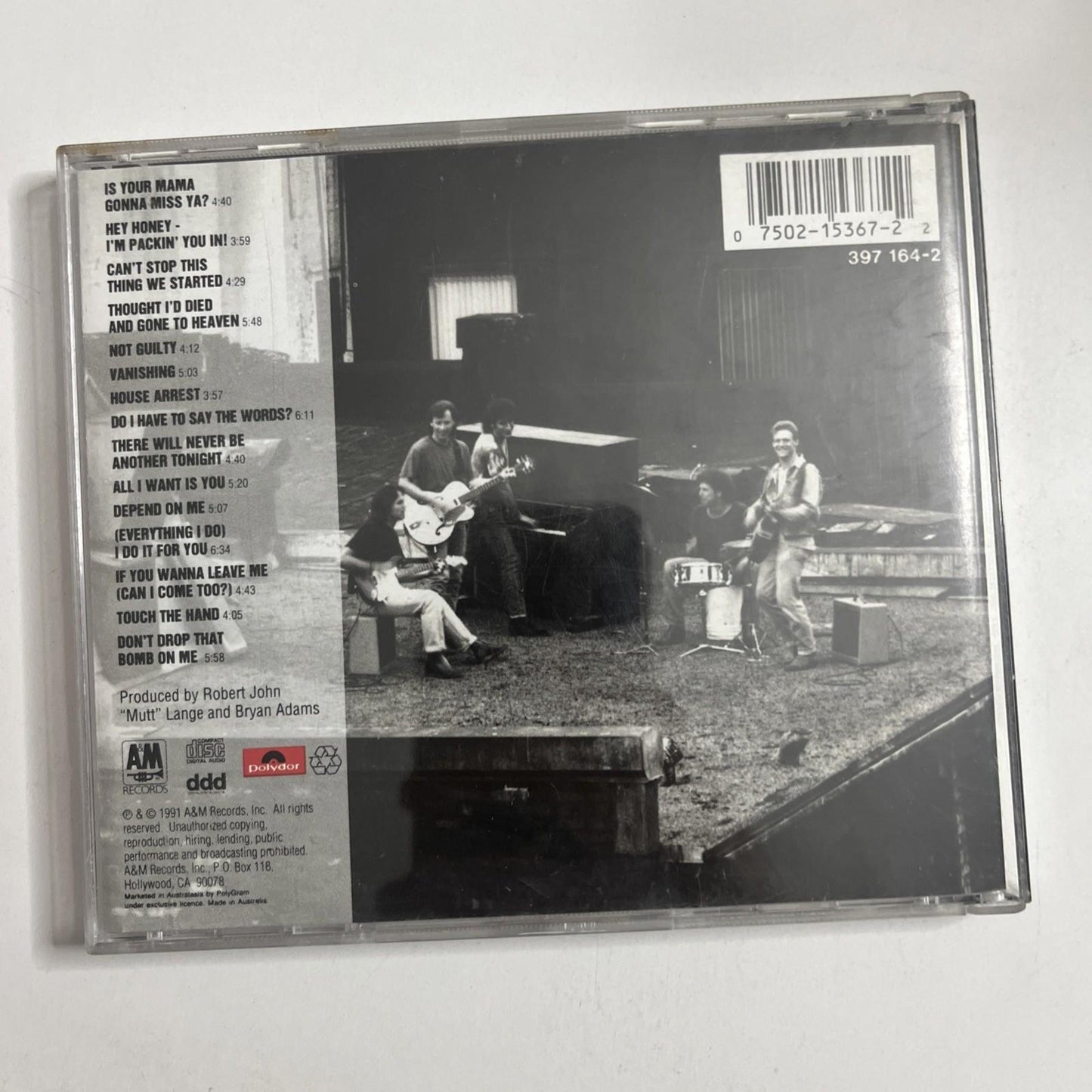 Bryan Adams – Waking Up The Neighbours (CD, 1991) Australasia 397 164-2