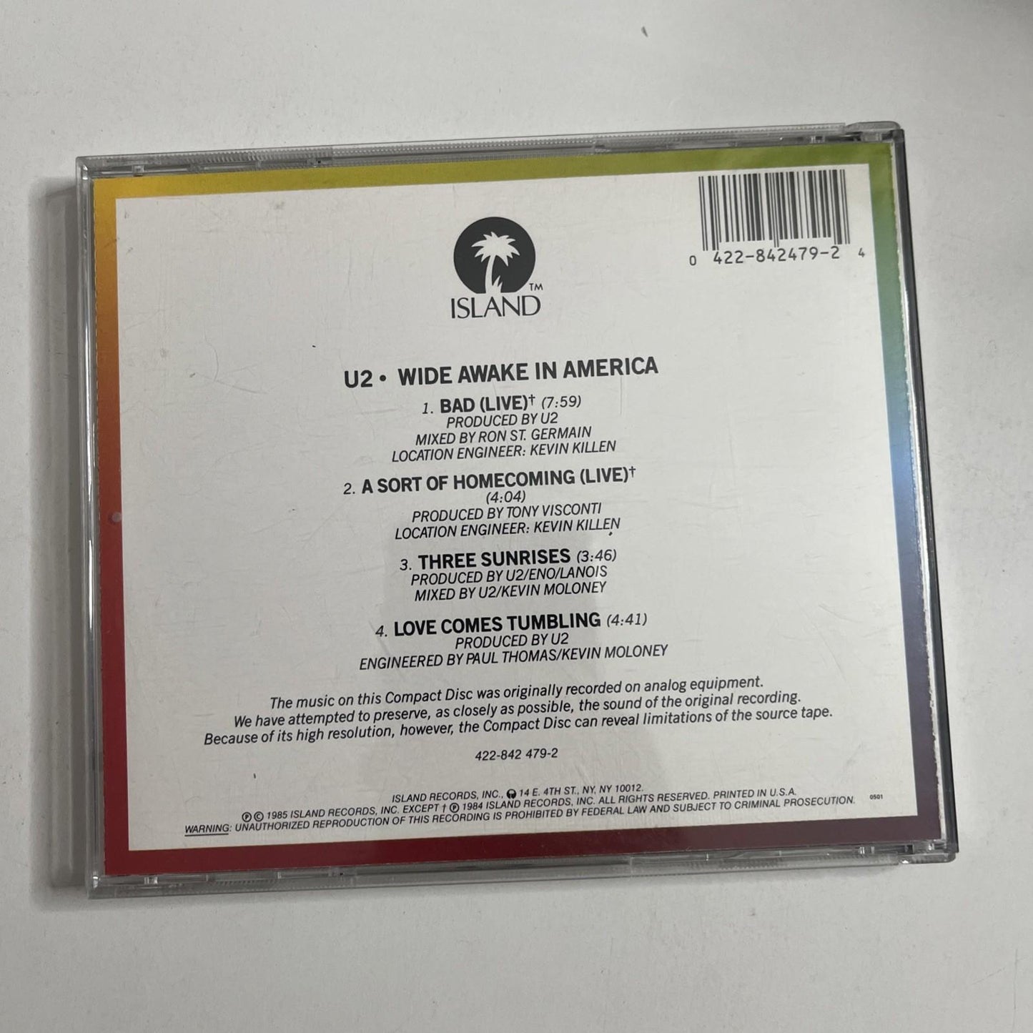 U2 – Wide Awake In America (CD, 1985)  US 422-842 479-2