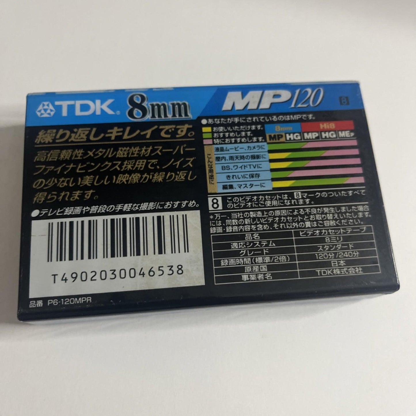 TDK 8mm MP 120 Video Cassette Tape 120min Made In Japan NEW Sealed