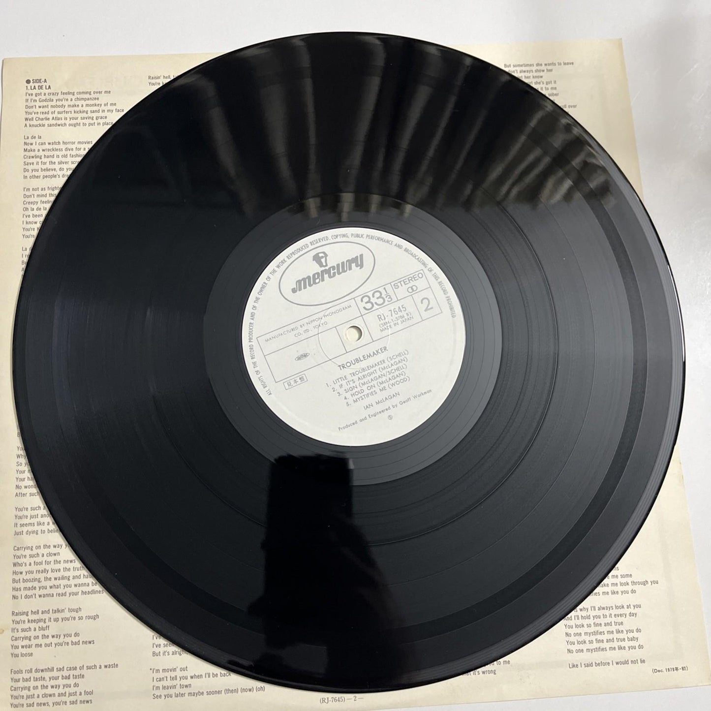 Ian McLagan – Troublemaker (Vinyl, 1980) Japan Promo RJ-7645