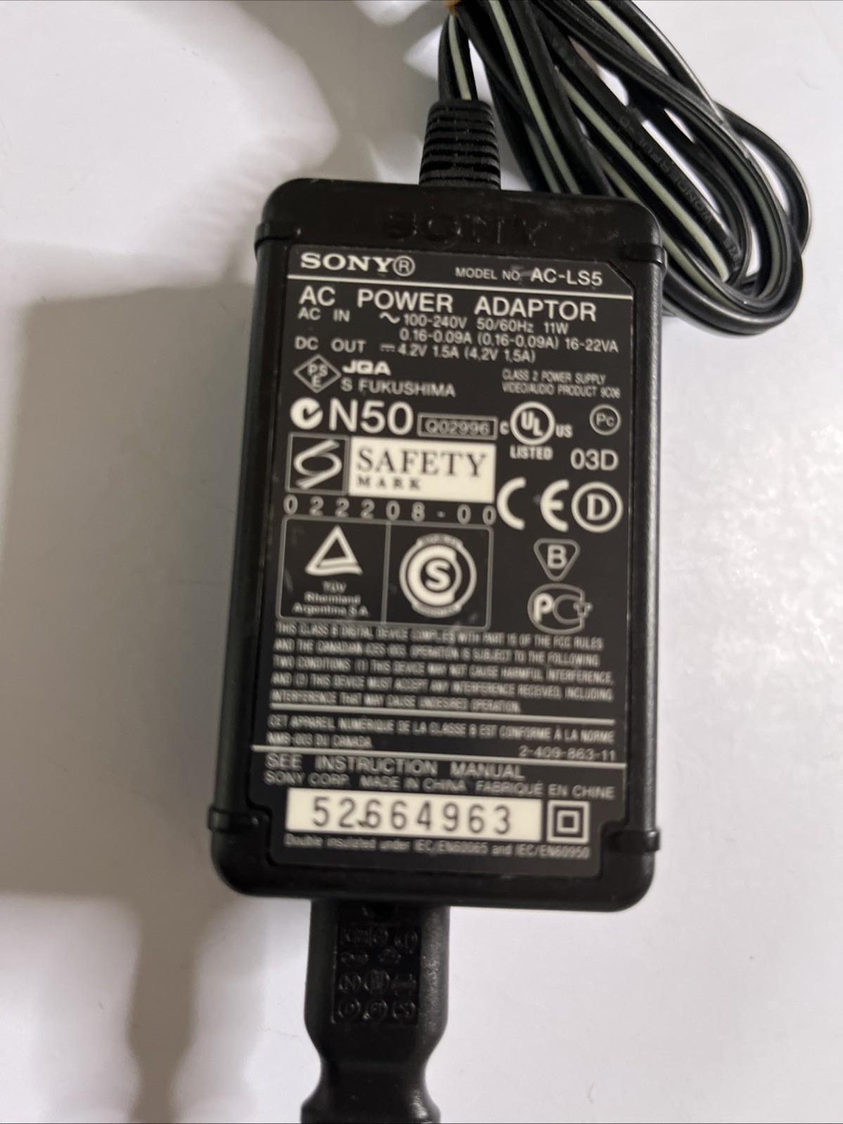 Genuine Sony AC Power Adaptor Charger AC-LS5 for Sony Camera Camcorder