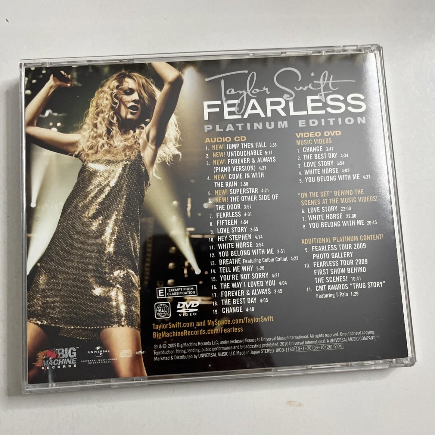 Taylor Swift – Fearless Platinum Edition (CD + DVD, 2010) Japan Obi UICO-1180