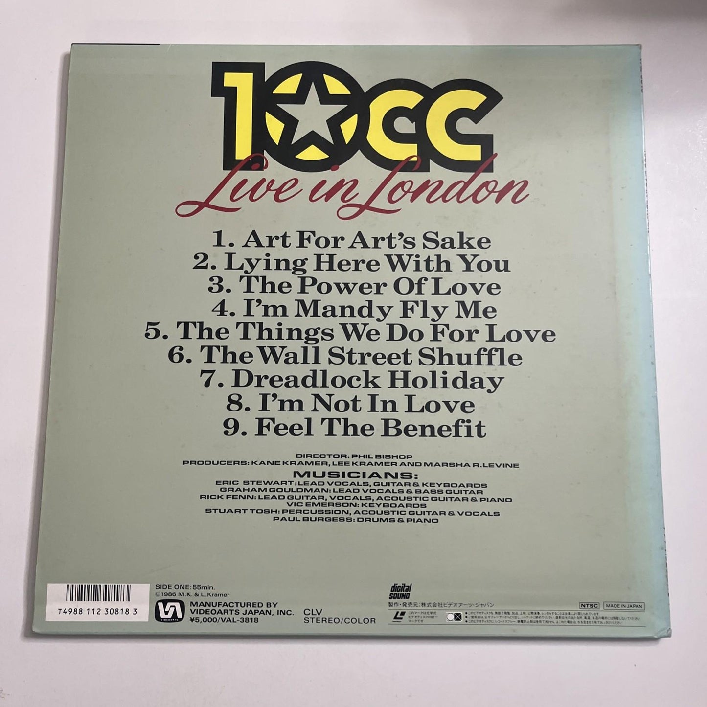 10cc – Live In London (Laserdisc LD, 1988) Japan NTSC VAL-3818