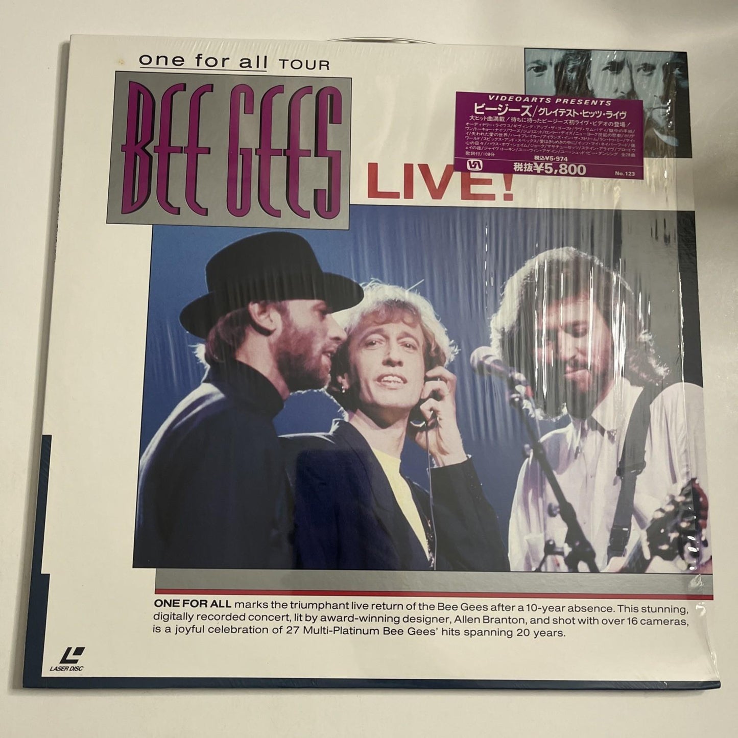 Bee Gees – One For All Tour Live! (Laserdisc LD, 1990) Japan NTSC VALJ-3123