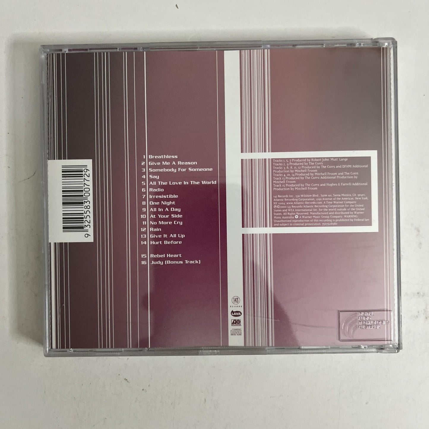 The Corrs – In Blue (CD, 2000) Australia 7567928982