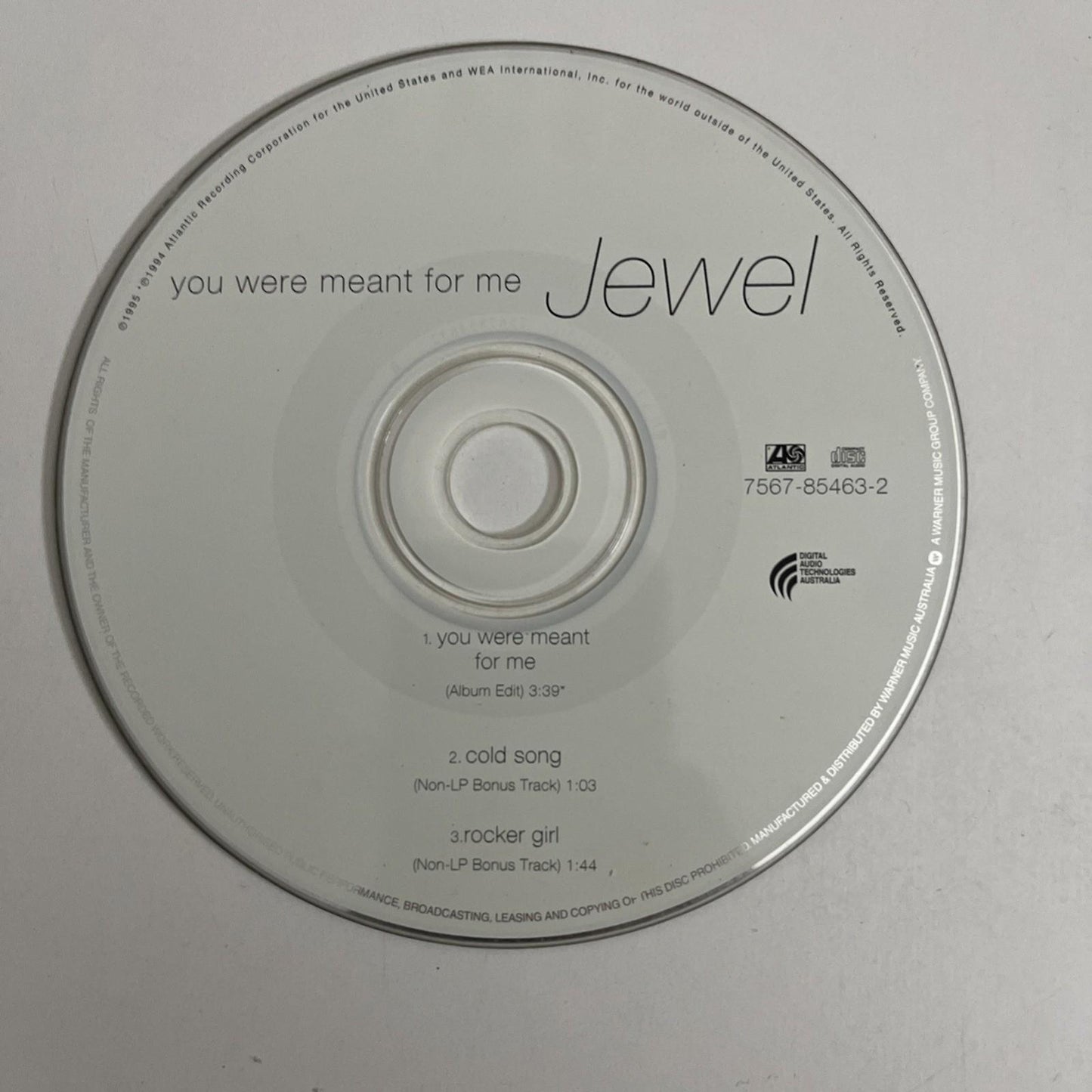 Jewel – You Were Meant For Me (CD, 1996) Australia 7567-85463-2