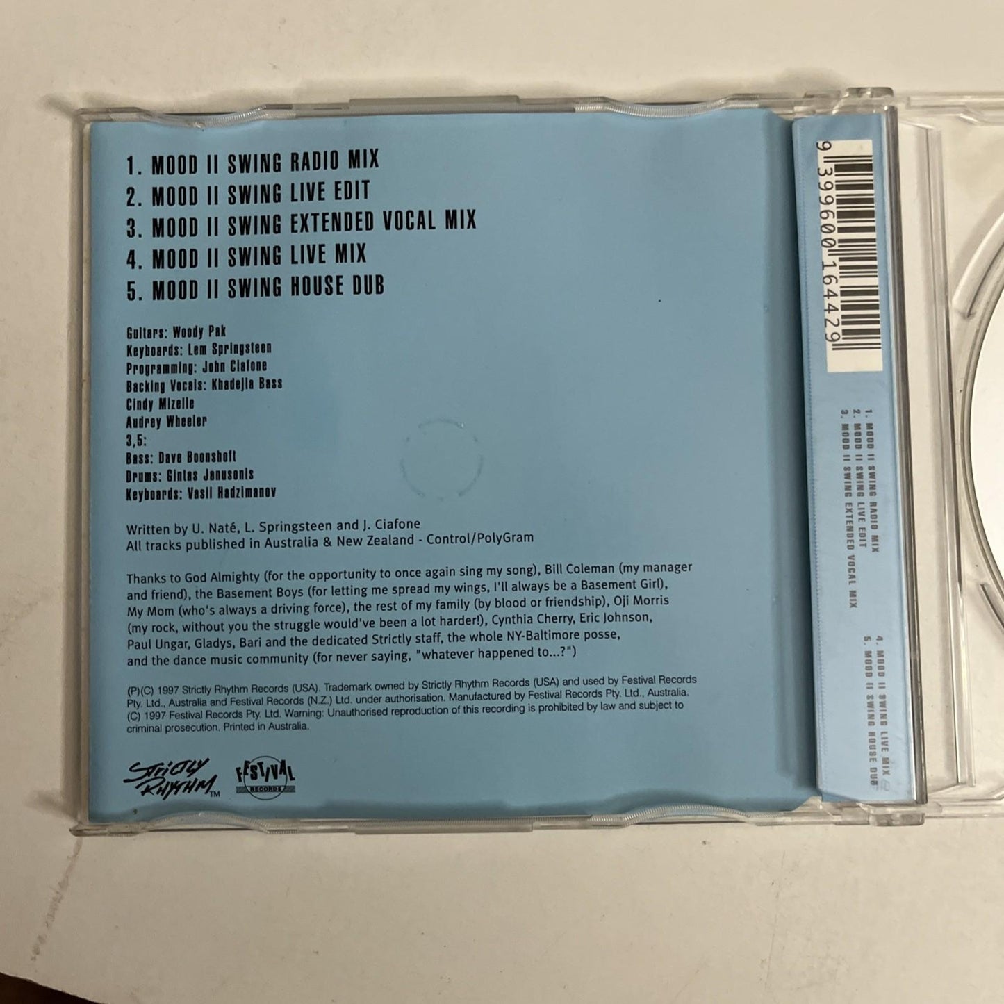 Ultra Naté – Free (The Mood II Swing) (CD, 1997) Australia D1644