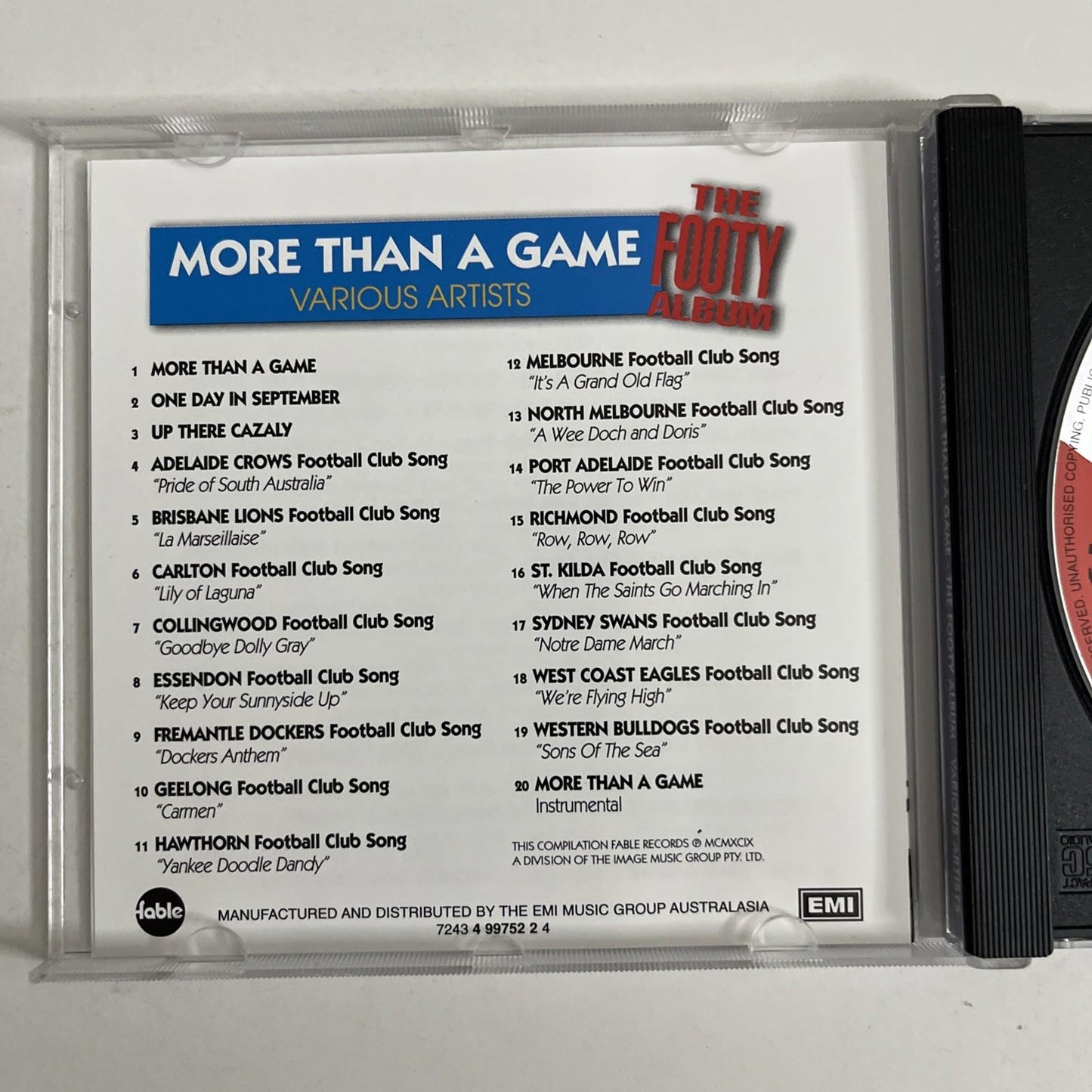 More Than A Game -The Footy Album (CD, 1997) Australia 7243 8 59120 2 3