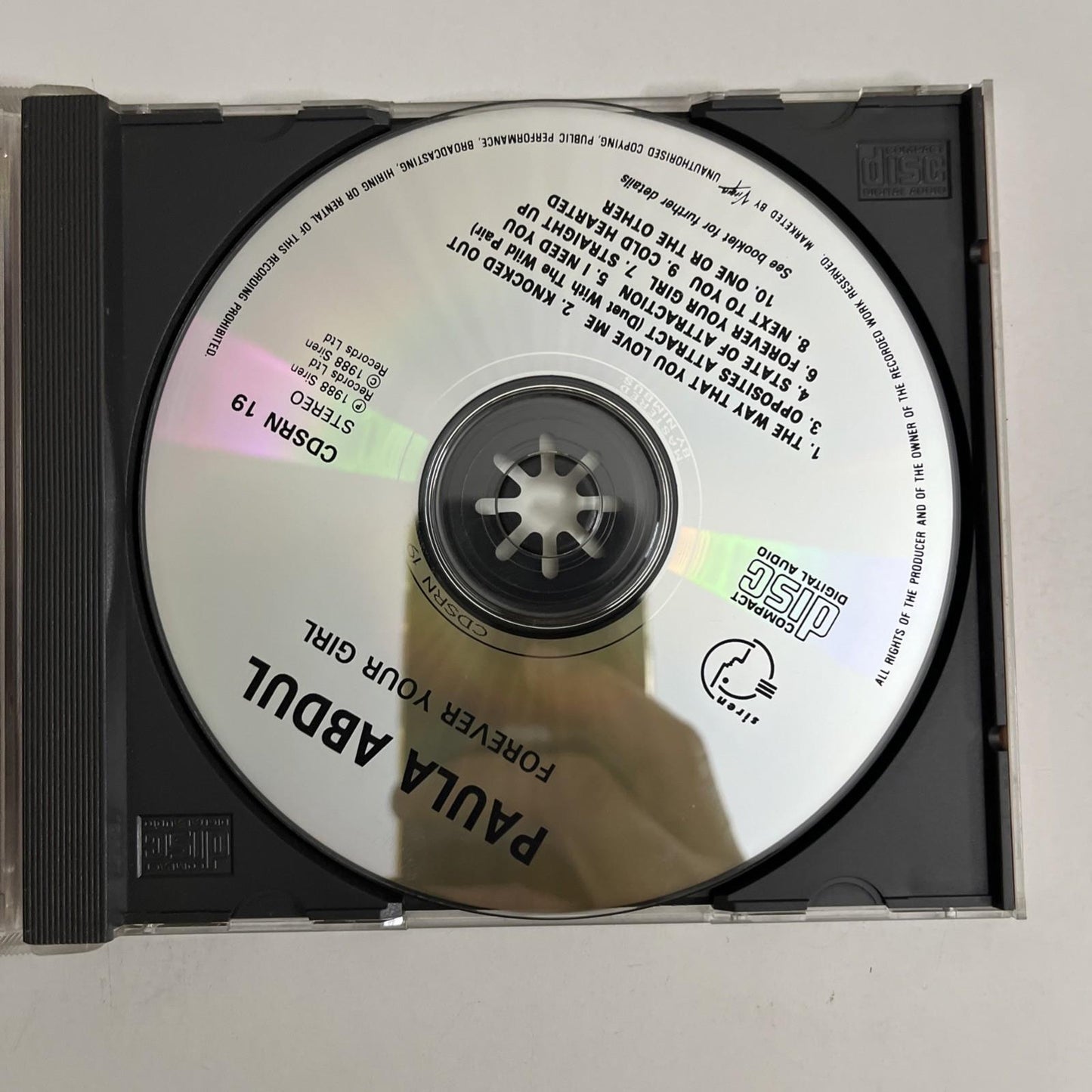 Paula Abdul – Forever Your Girl (CD, 1988) UK CD SRN 19