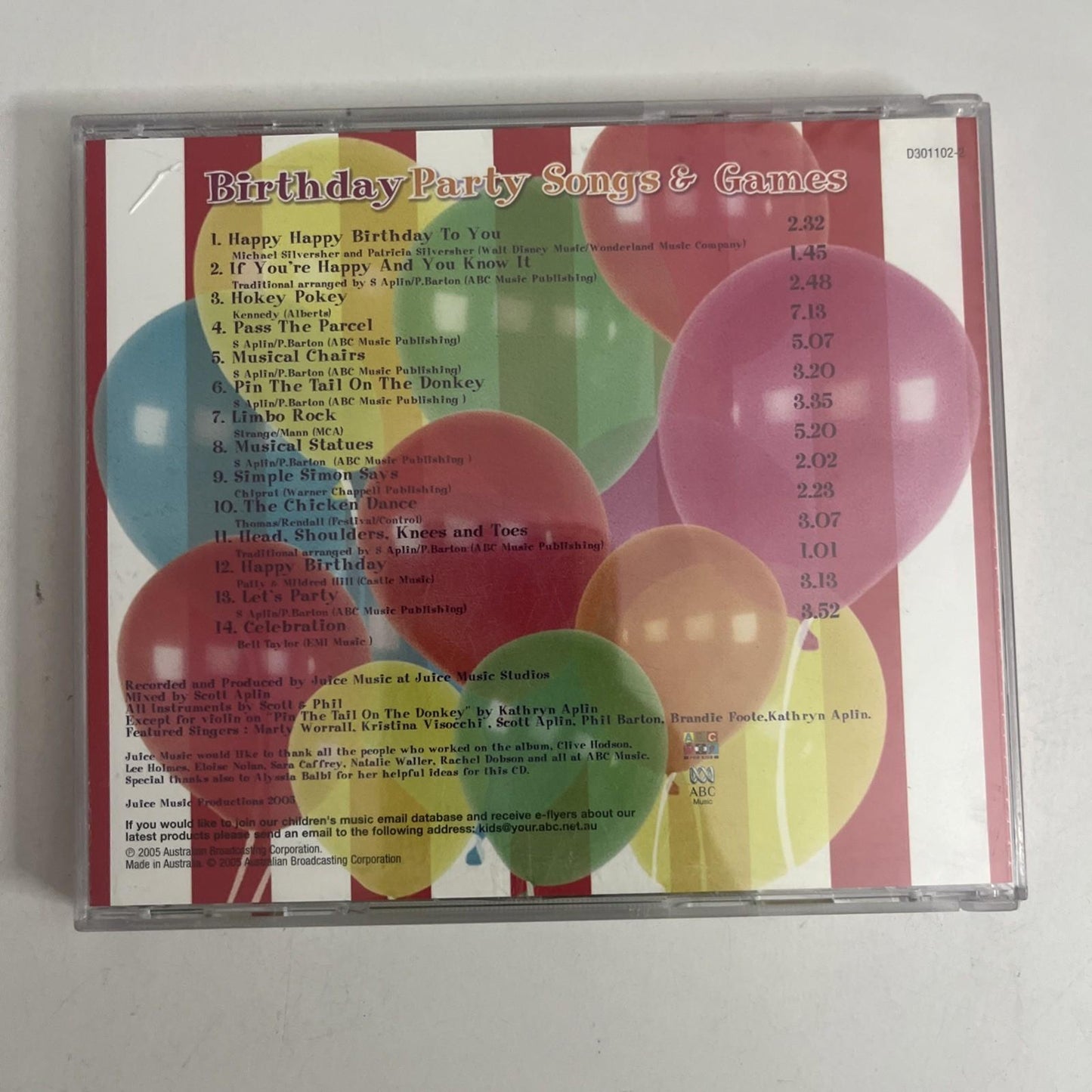 Juice Music – Birthday Party Songs & Games (CD, 2005) ABC For Kids D302201-2