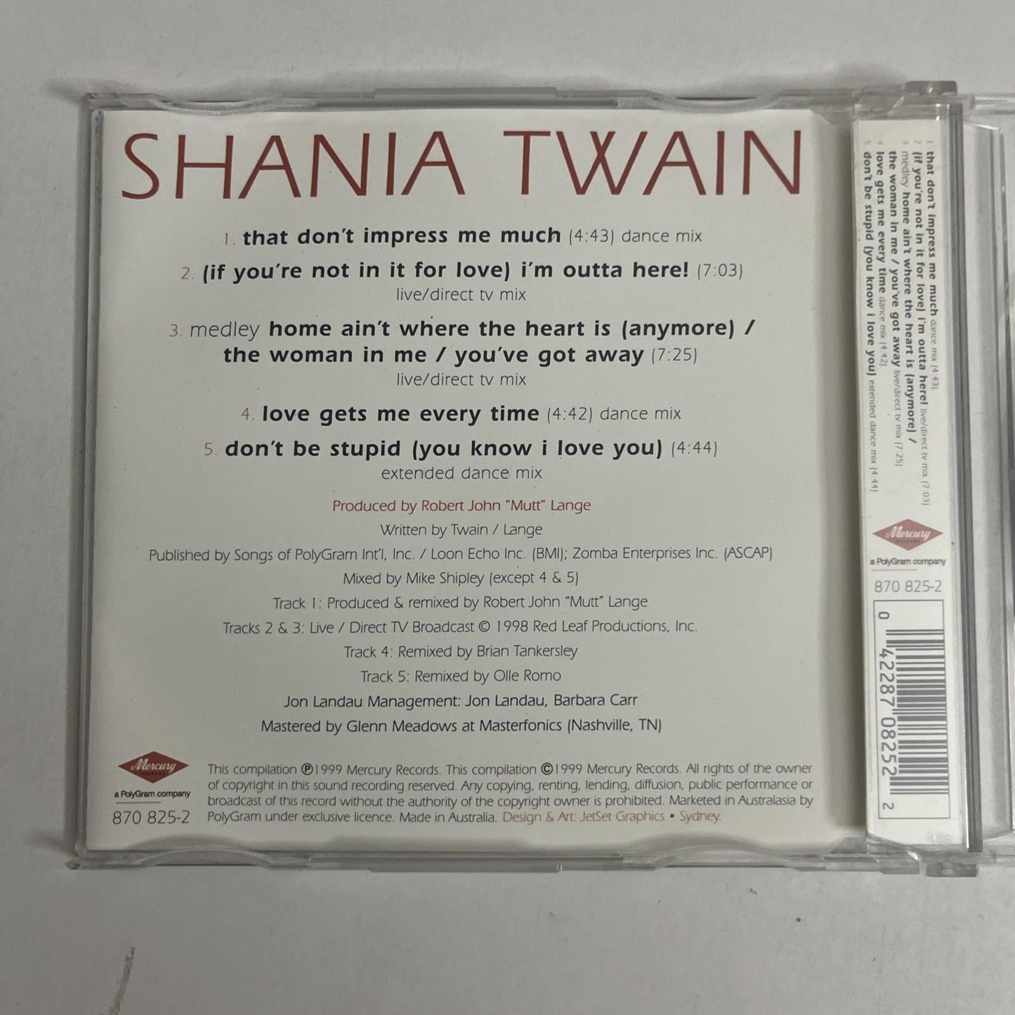 Shania Twain – That Don't Impress Me Much (CD, 1999) Australasia 870 825-2