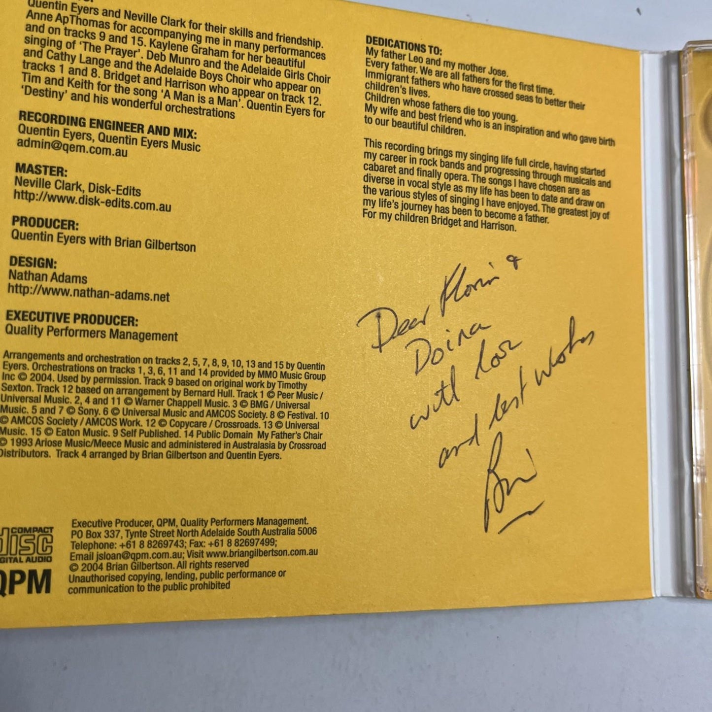 Brian Gilbertson – Songs For Fathers (CD, 2004) Digipak *Signed