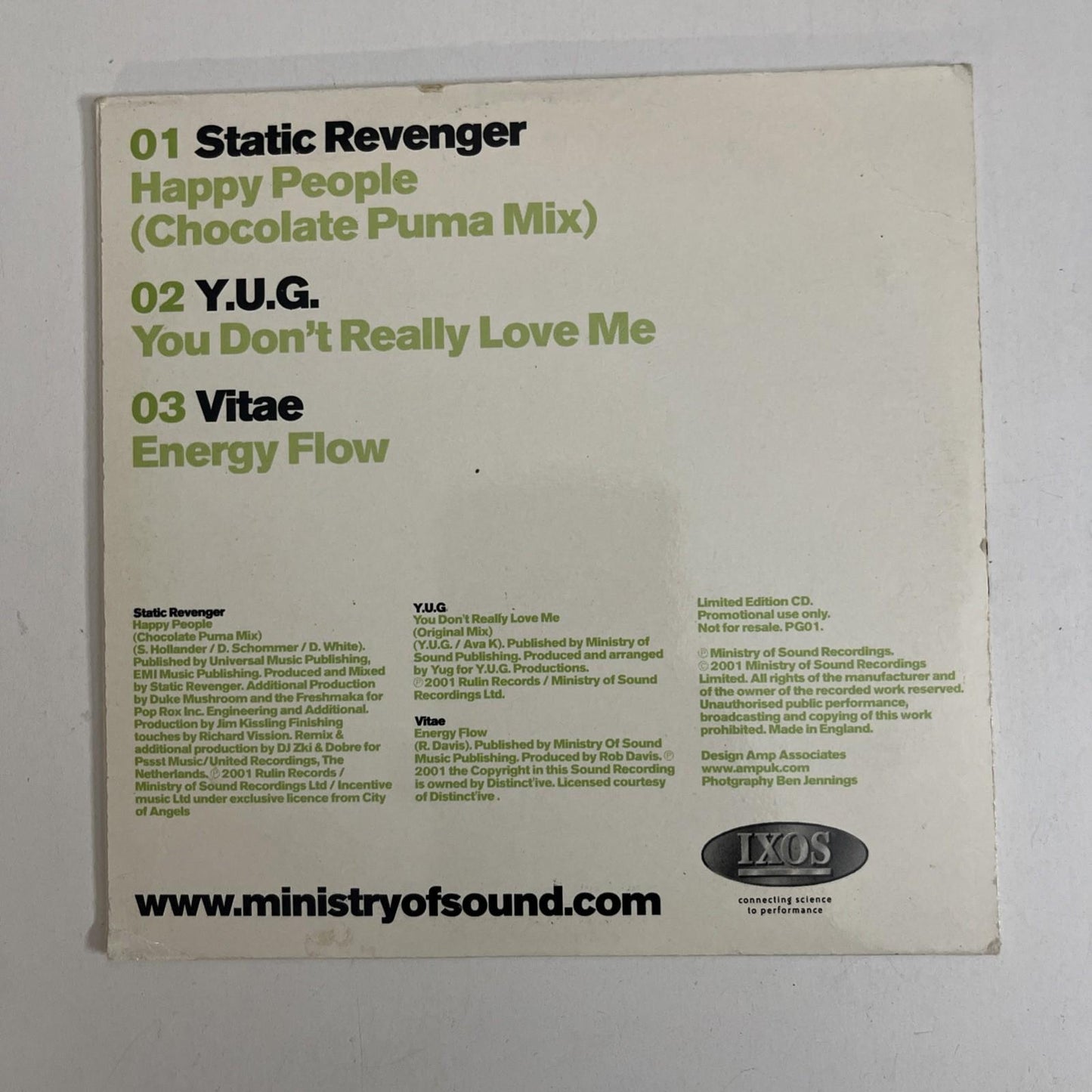 Various – Ministry Of Sound Limited Edition CD (CD, 2001) UK Promo PG01