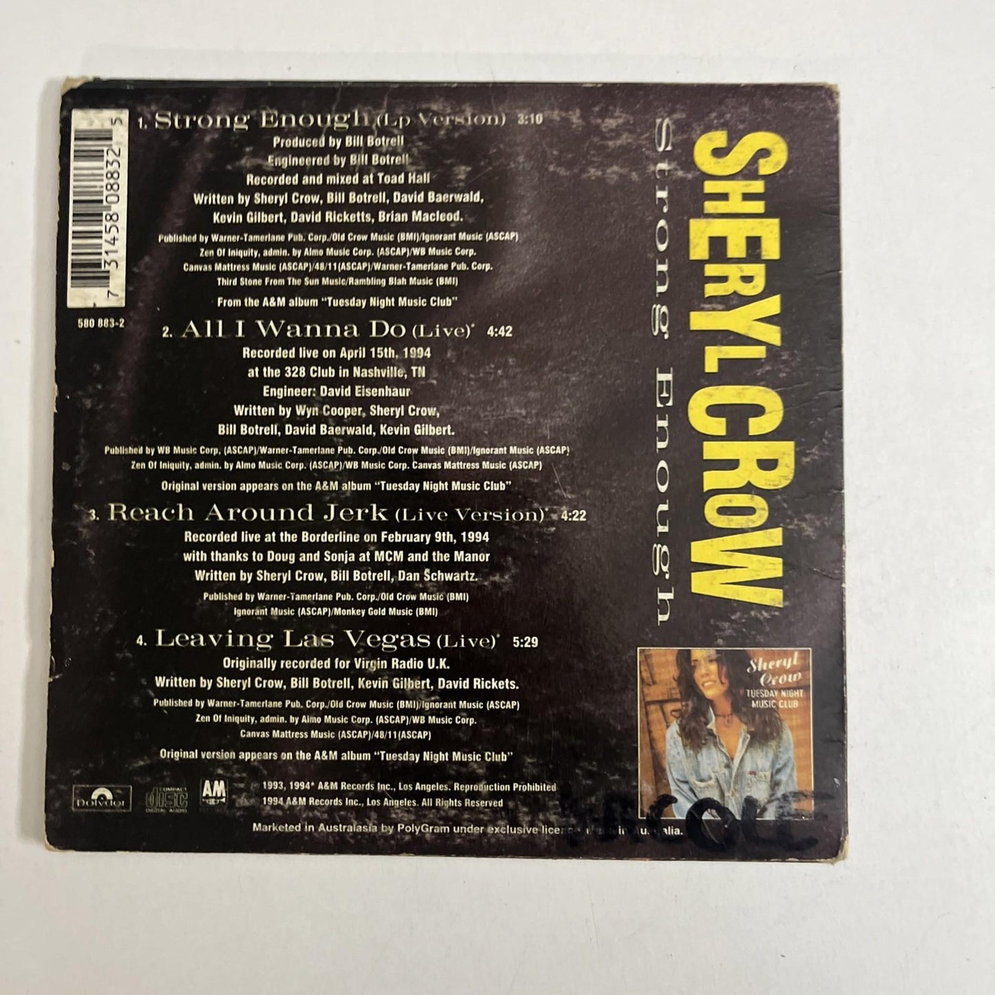 Sheryl Crow – Strong Enough (CD, 1994) Australia 580 883-2