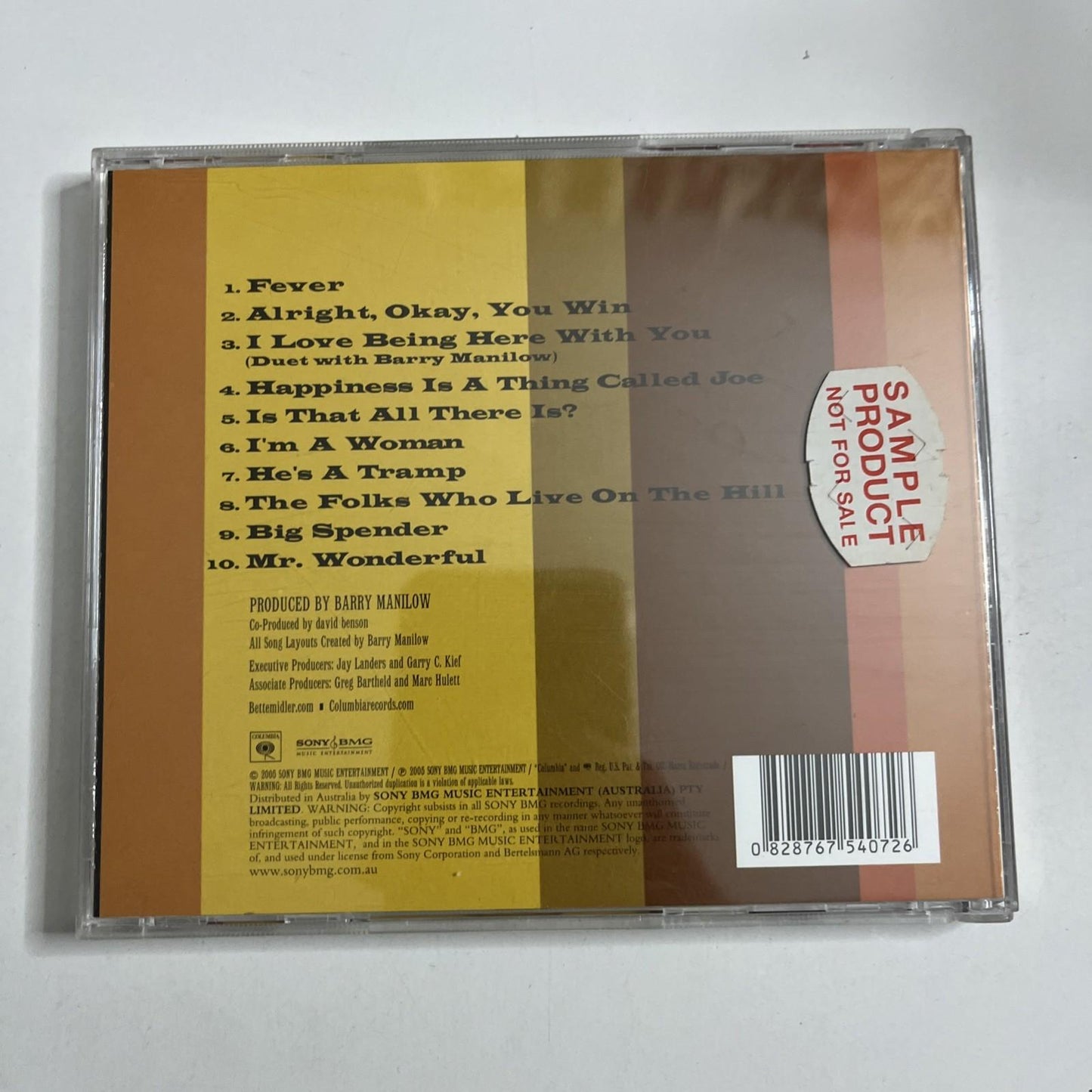 Bette Midler – Sings The Peggy Lee Songbook (CD, 2005) Australia Promo