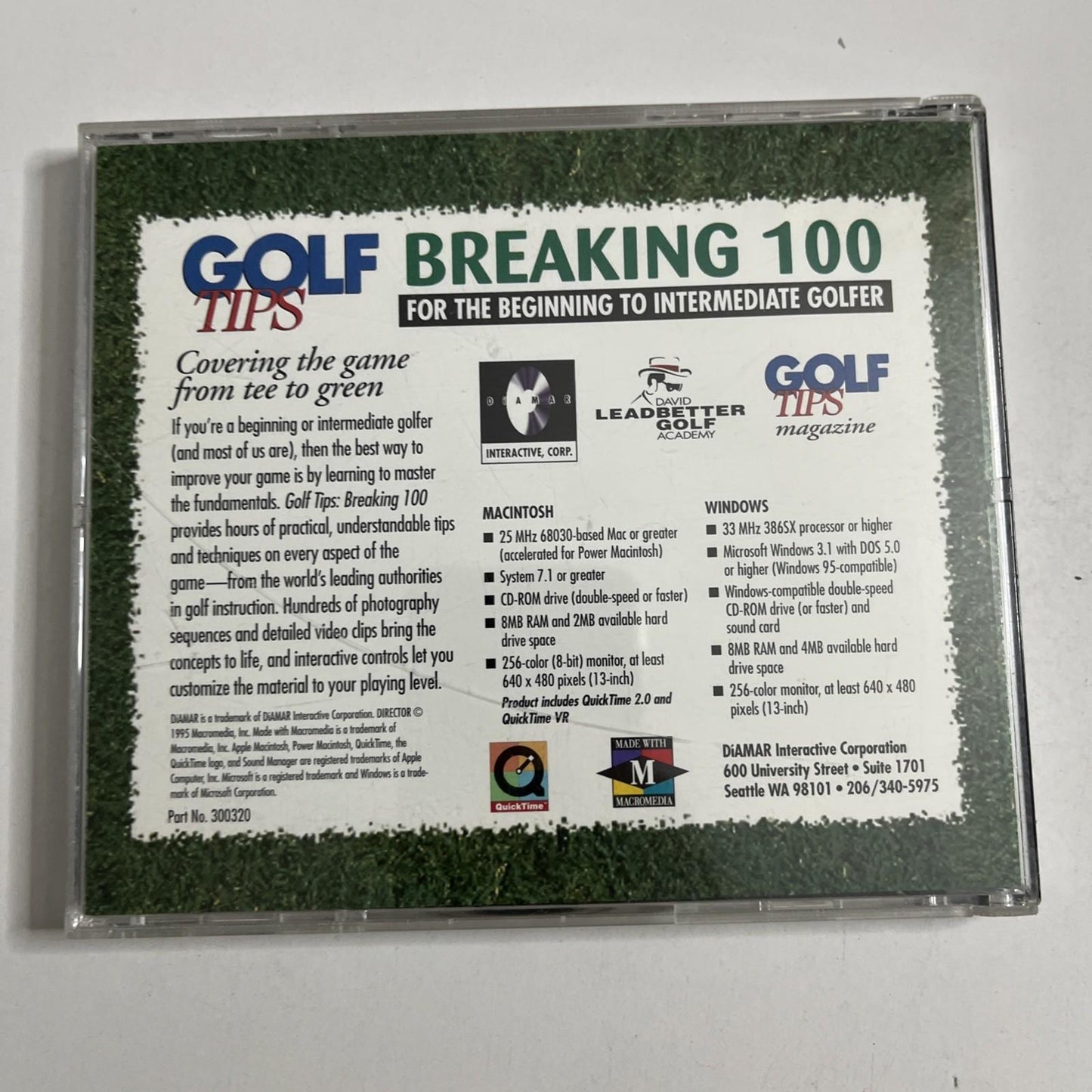 Golf Tips: Breaking 100 For The Beginner to Intermediate Golfer PC CD-ROM Window