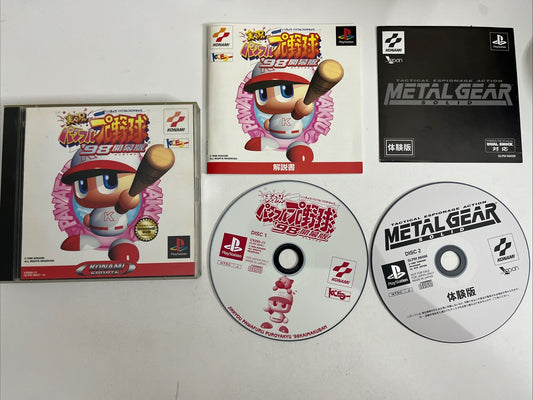 Jikkyo Powerful Pro Baseball 98 + Metal Gear Solid Demo PS1 NTSC-J Japanese