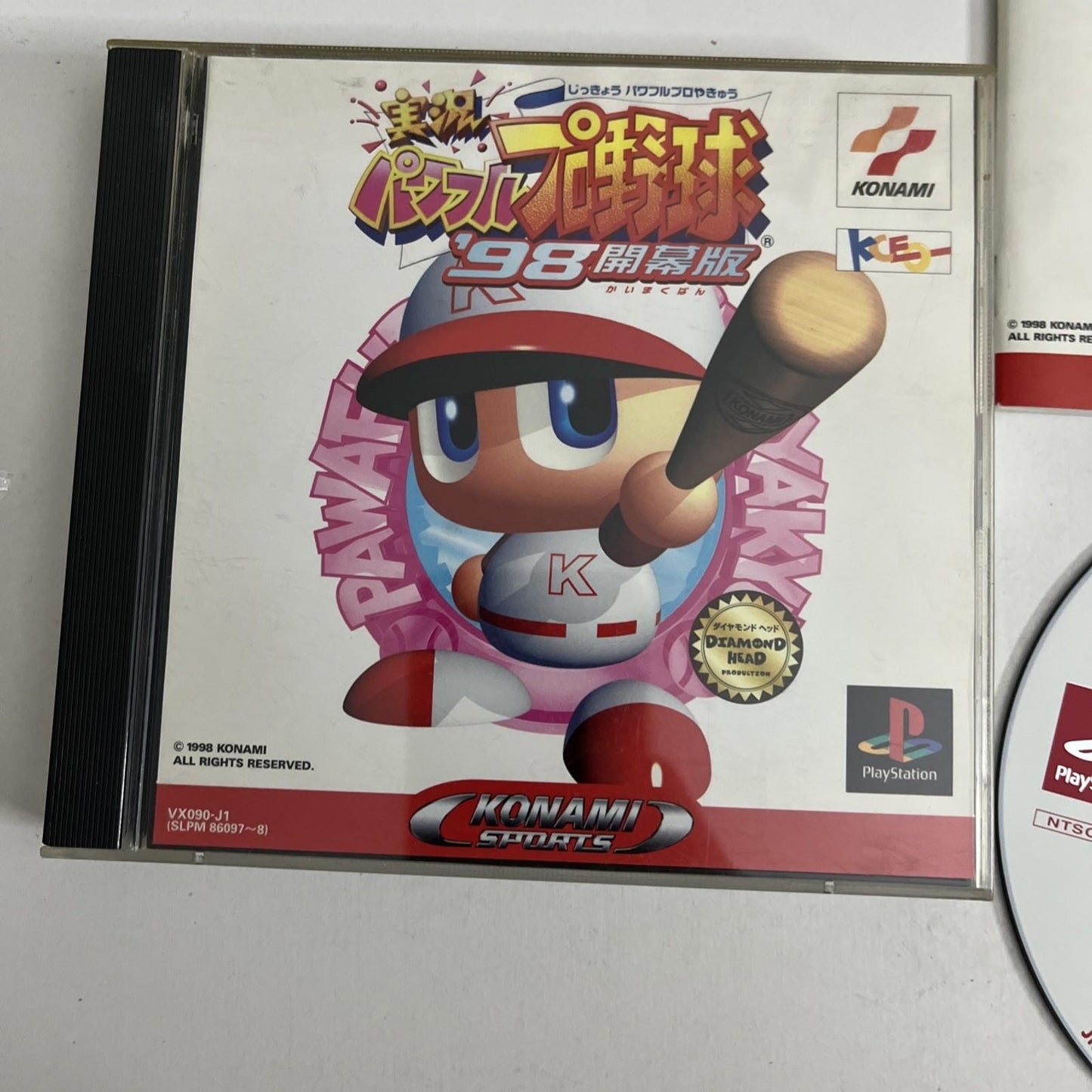 Jikkyo Powerful Pro Baseball 98 + Metal Gear Solid Demo PS1 NTSC-J Japanese