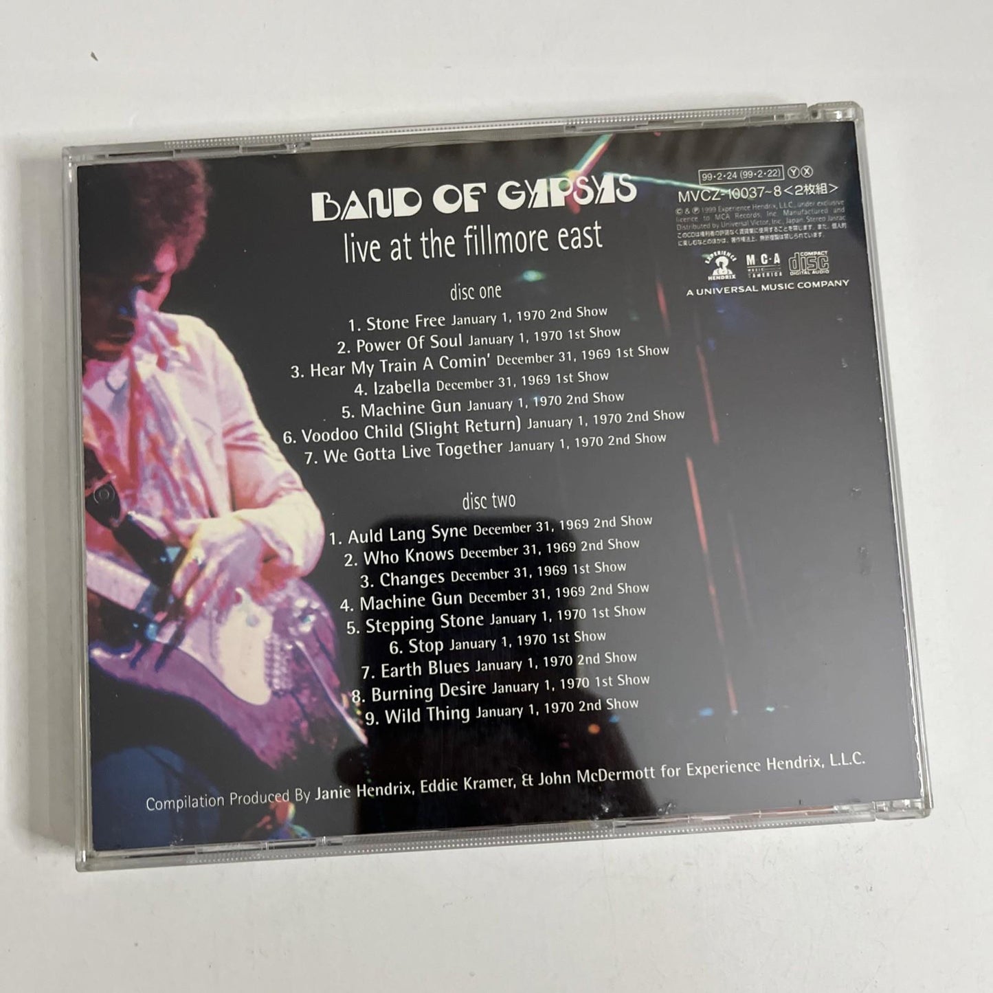 Jimi Hendrix – Live At The Fillmore East (CD, 1999) Japan Obi 2-Discs