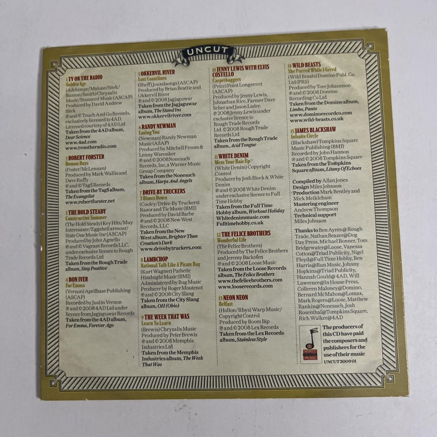 Best Of 2008: 15 Tracks From The Year's Best Albums (CD, 2008) UK UNCUT 2009 01