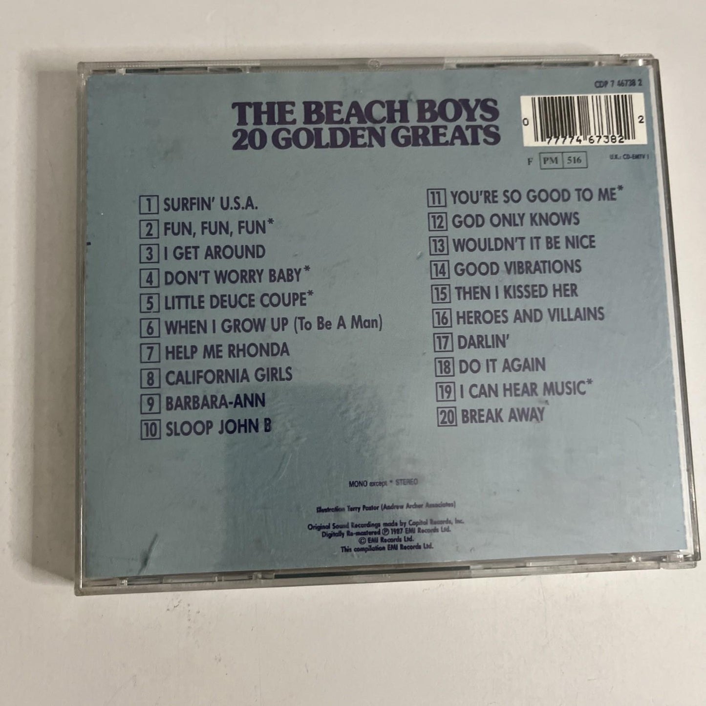 The Beach Boys – 20 Golden Greats (CD, 1987) UK & Europe CDP 7 46738 2