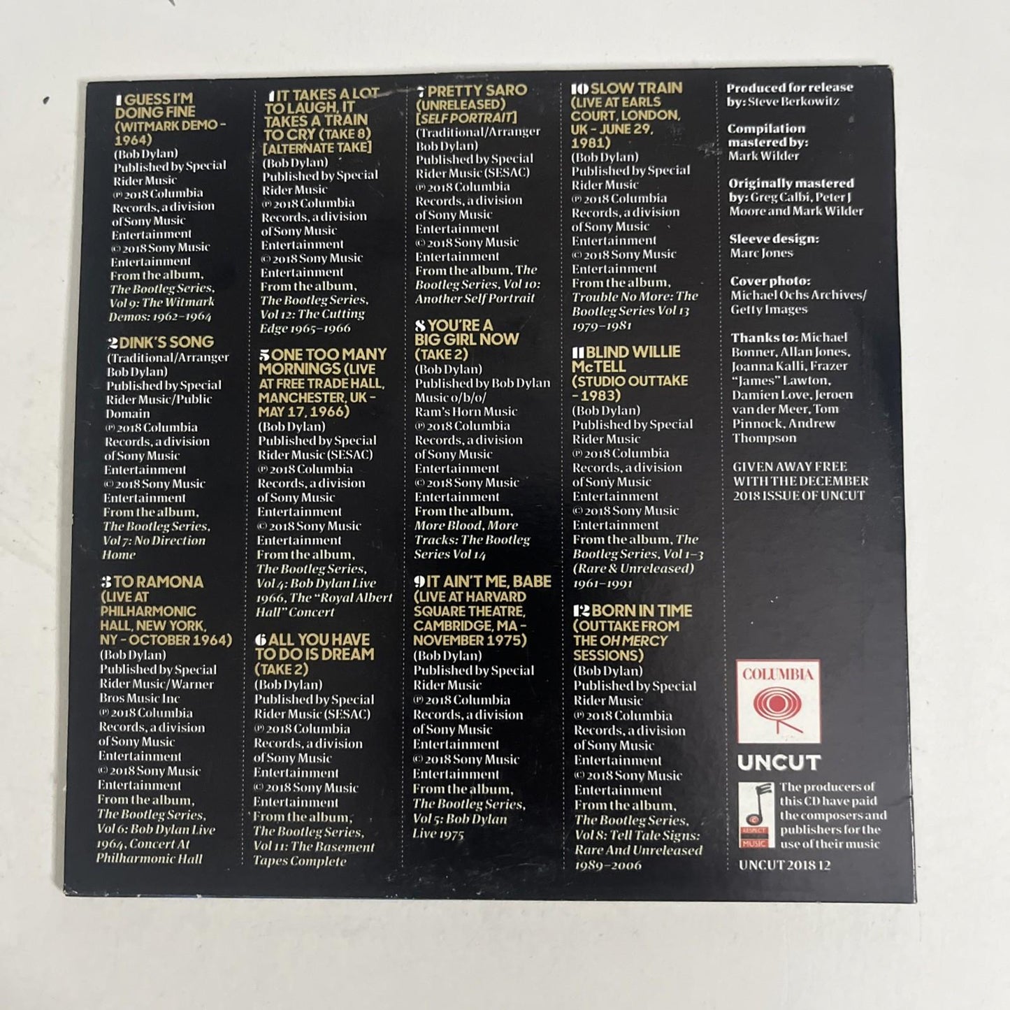 Bob Dylan – Dylan (The Best Of The Bootleg Series) (CD, 2018) UK UNCUT 2018 12