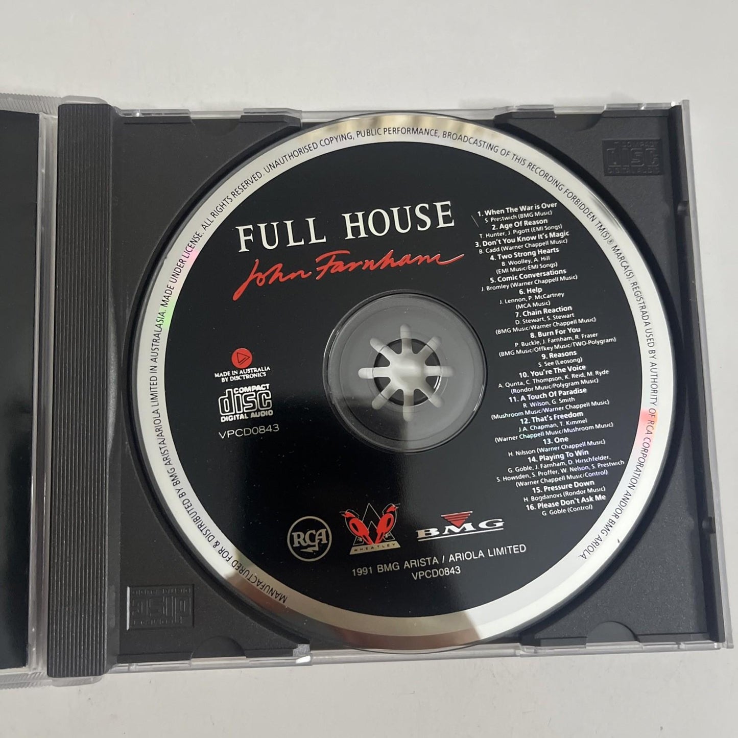 John Farnham – Full House (CD, 1991) Australasia VPCD0843