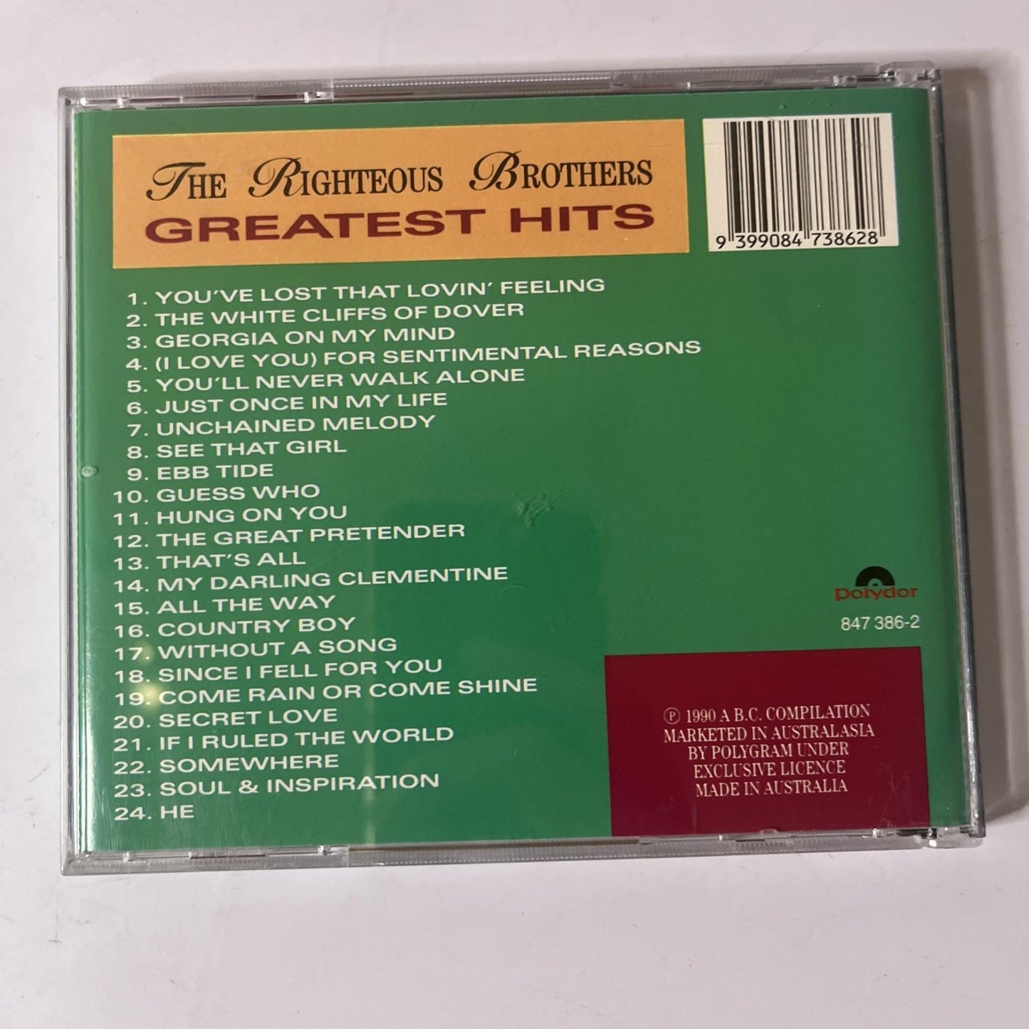 The Righteous Brothers – Greatest Hits (CD, 1990) Australasia 847 386-2