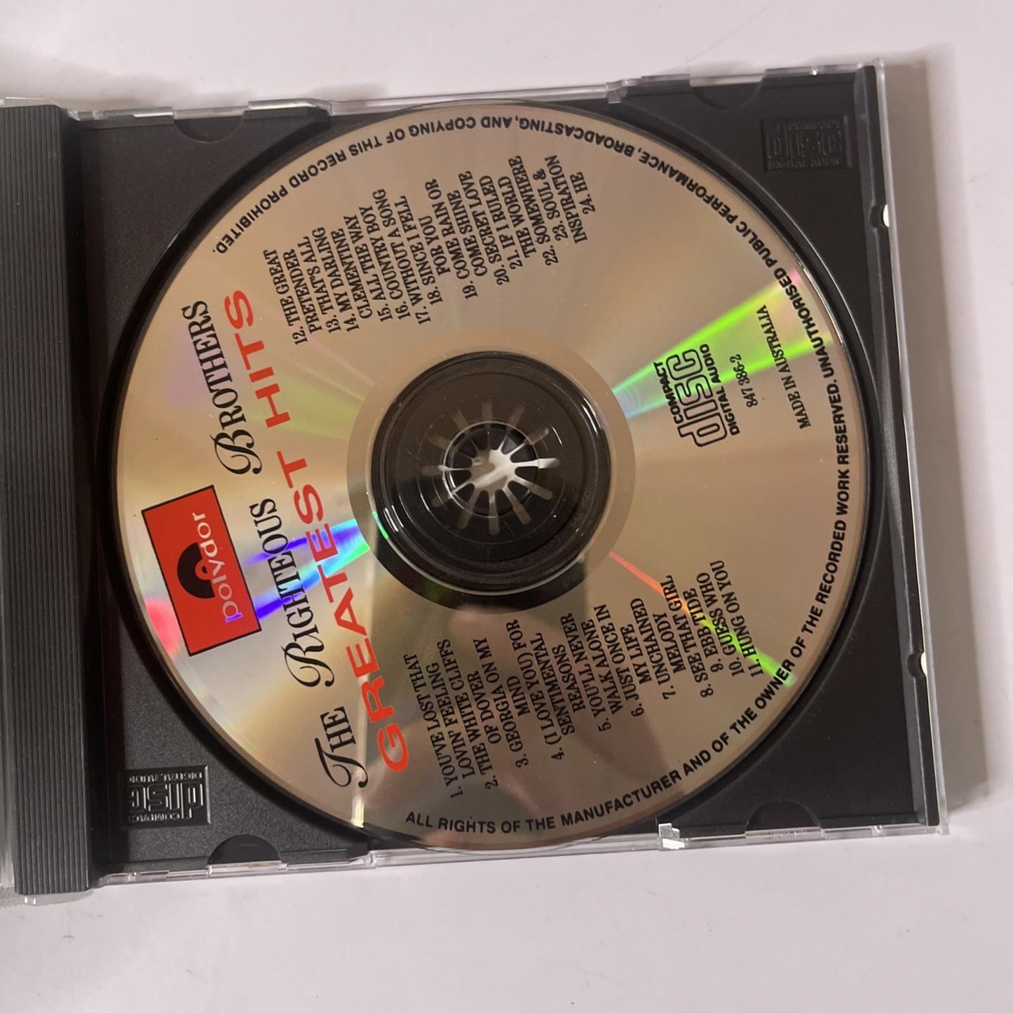 The Righteous Brothers – Greatest Hits (CD, 1990) Australasia 847 386-2