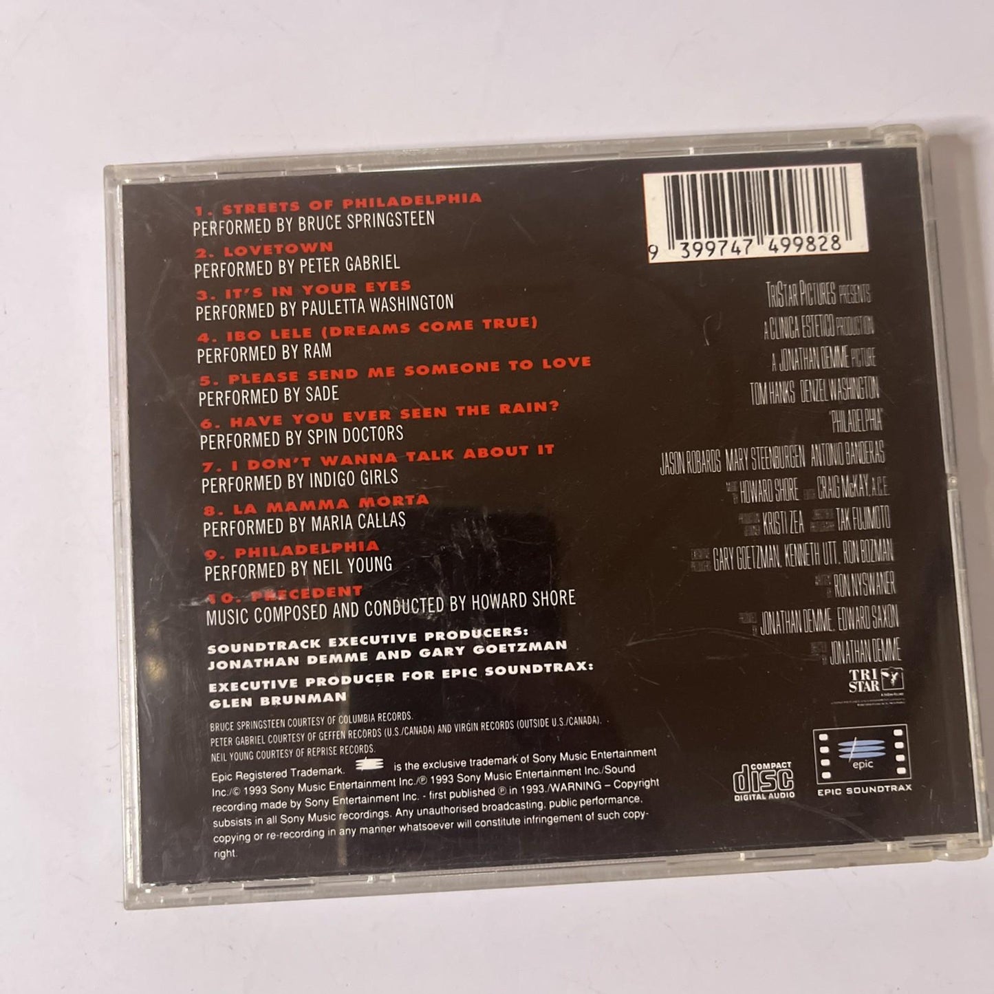 Philadelphia (Music From The Motion Picture) (CD, 1993) Australia 474998 2