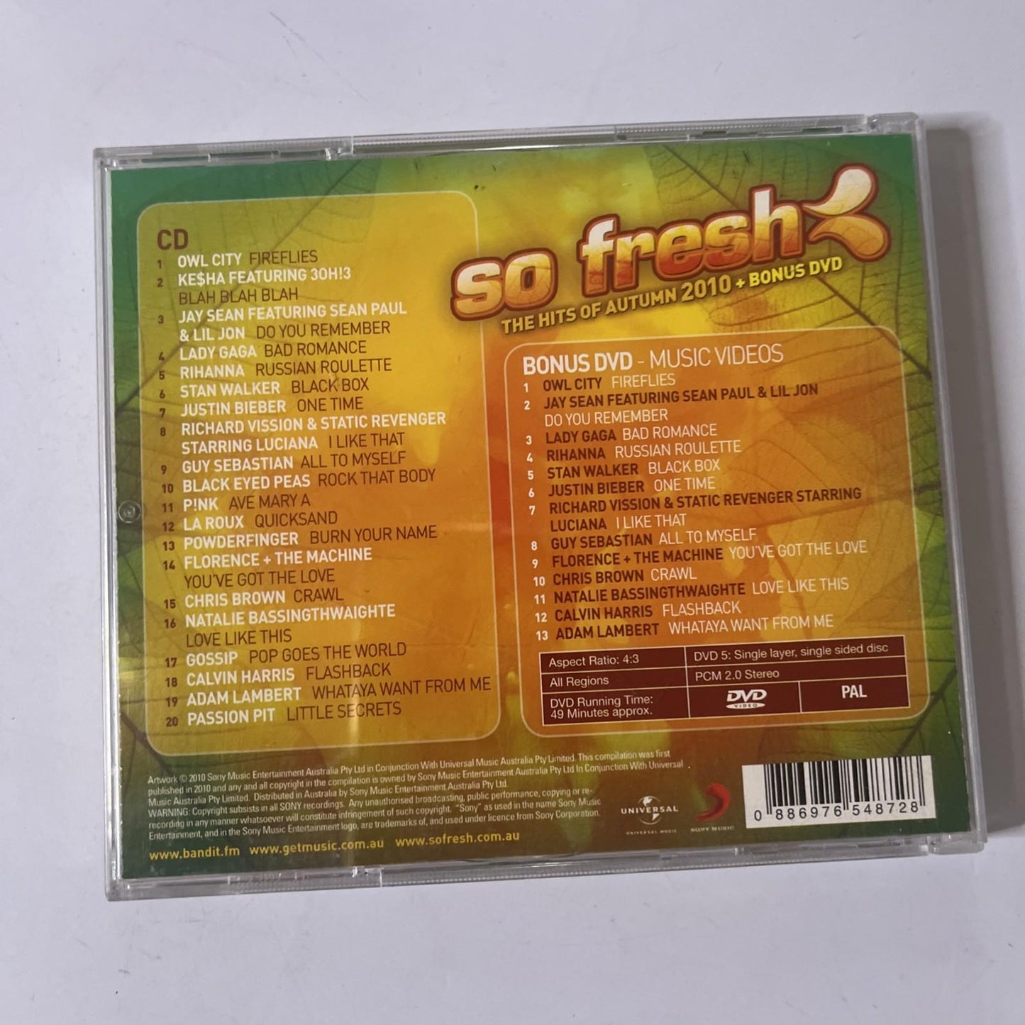 So Fresh: The Hits Of Autumn 2010 + Bonus DVD (CD + DVD, 2010) 2-Discs